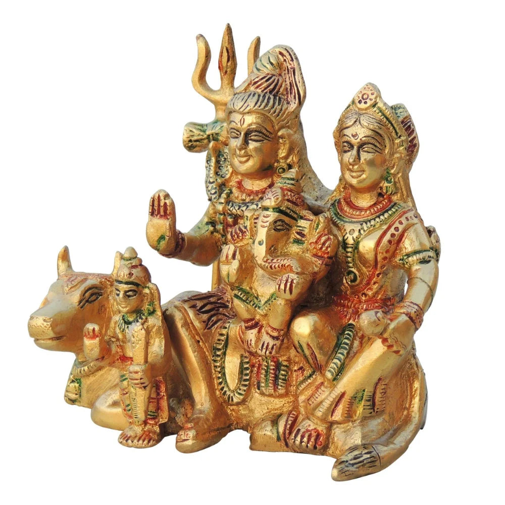 Brass Shiv Parivar Statue – Handcrafted Lord Shiva Family Idol for Peace and Prosperity