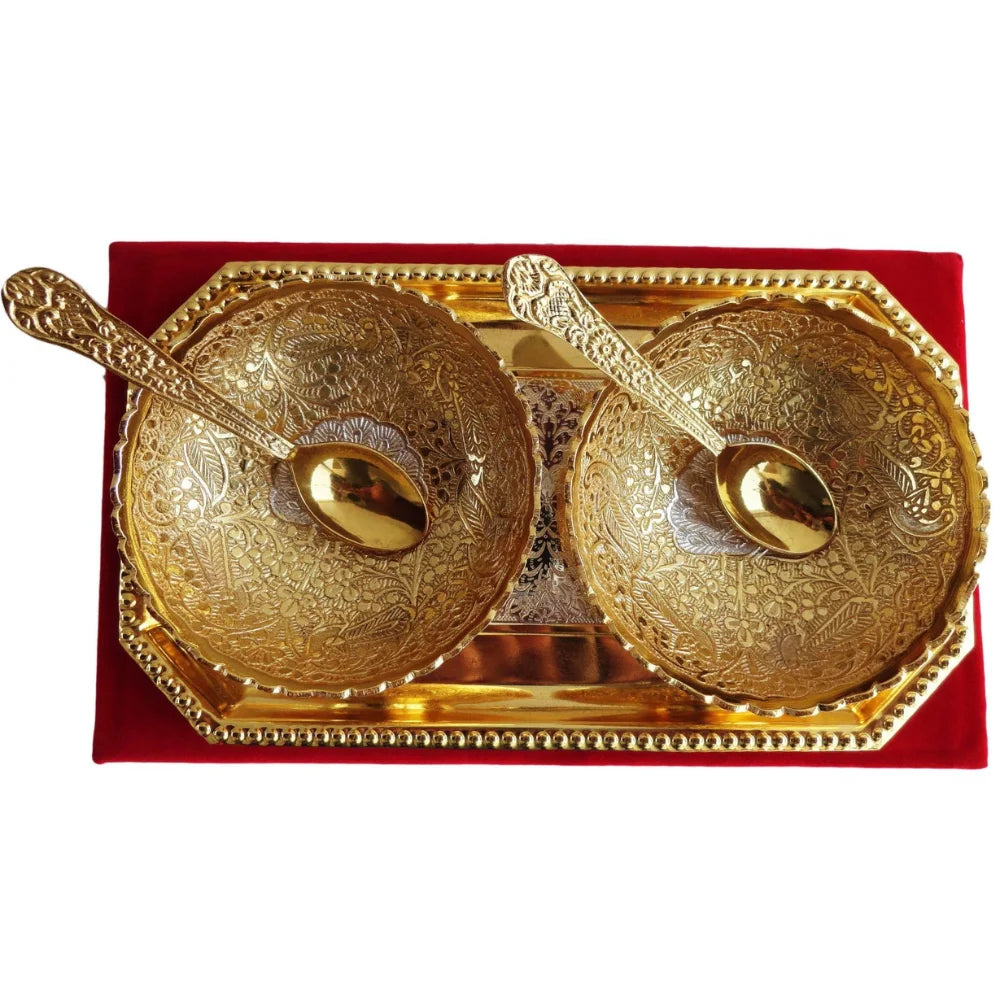 Decorative Brass More Bowl Two Tone Handcrafted Festive Gift