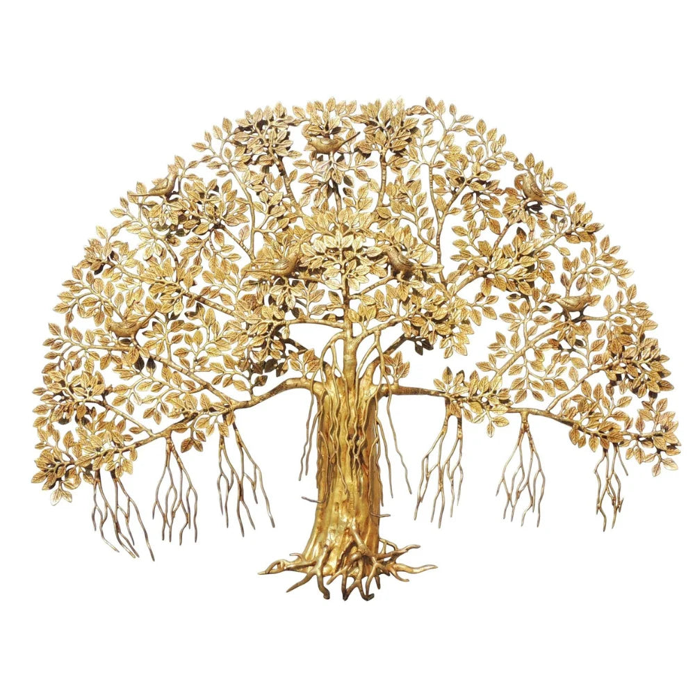 Brass Tree Wall Hanging Showpiece for Living Room and Entrance Decor