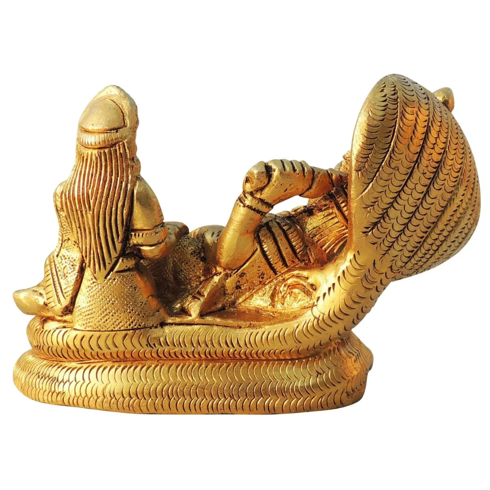 Brass Vishnu Laxmi Idol – Handcrafted Divine Couple Statue for Wealth and Harmony