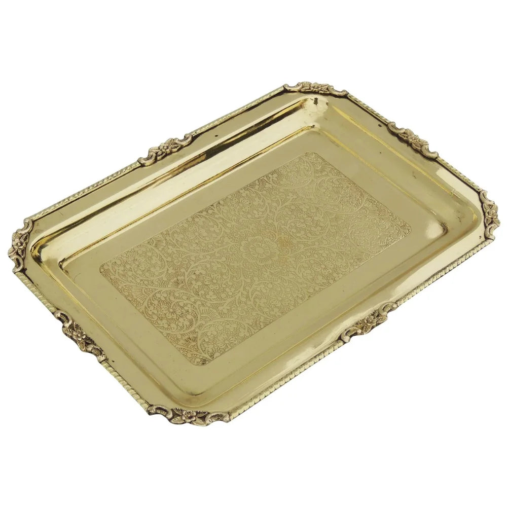 Handmade Brass Tray Traditional Serving and Decorative Platter