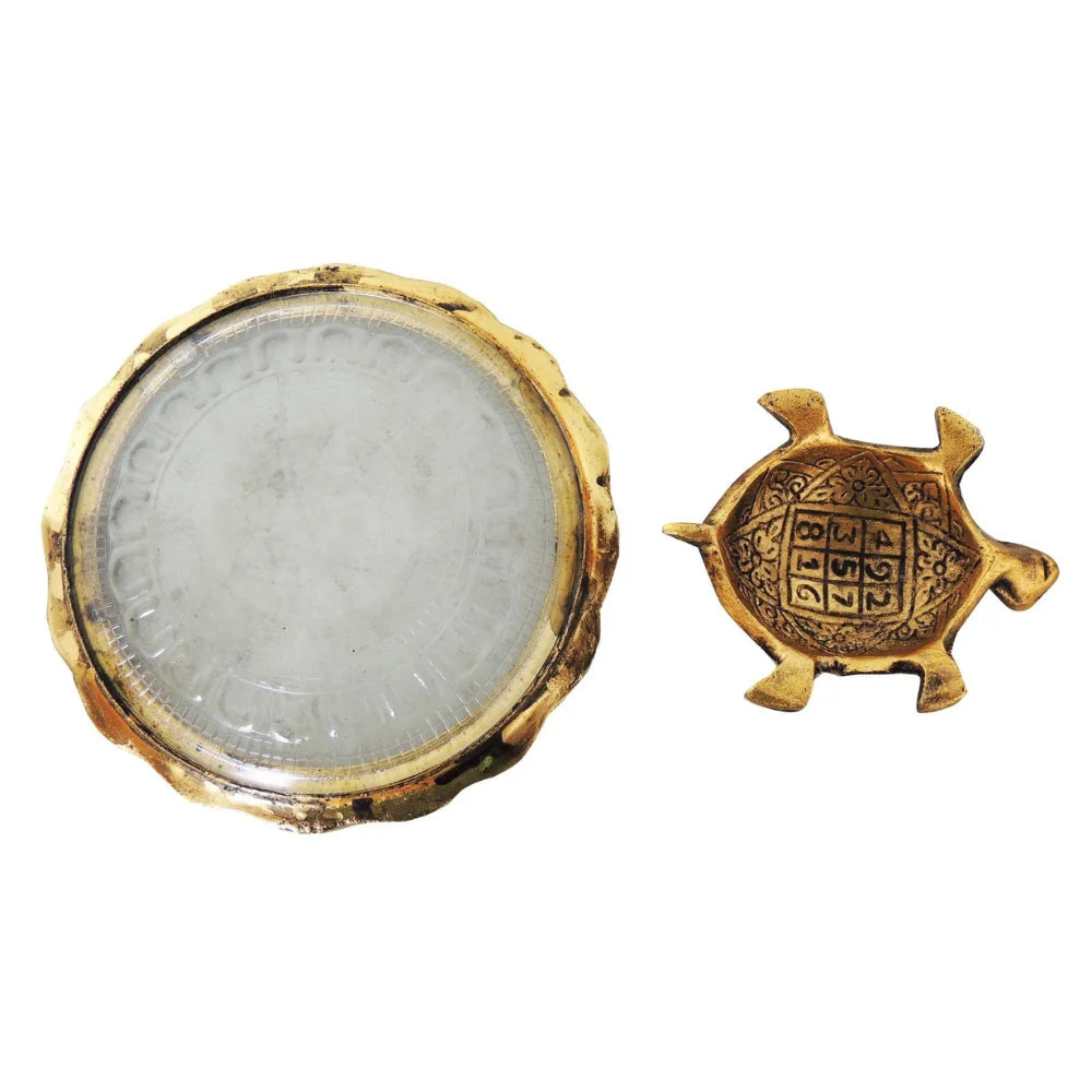Showpiece Tortoise Statue with Glass Plate for Home Decor and Vastu Prosperity
