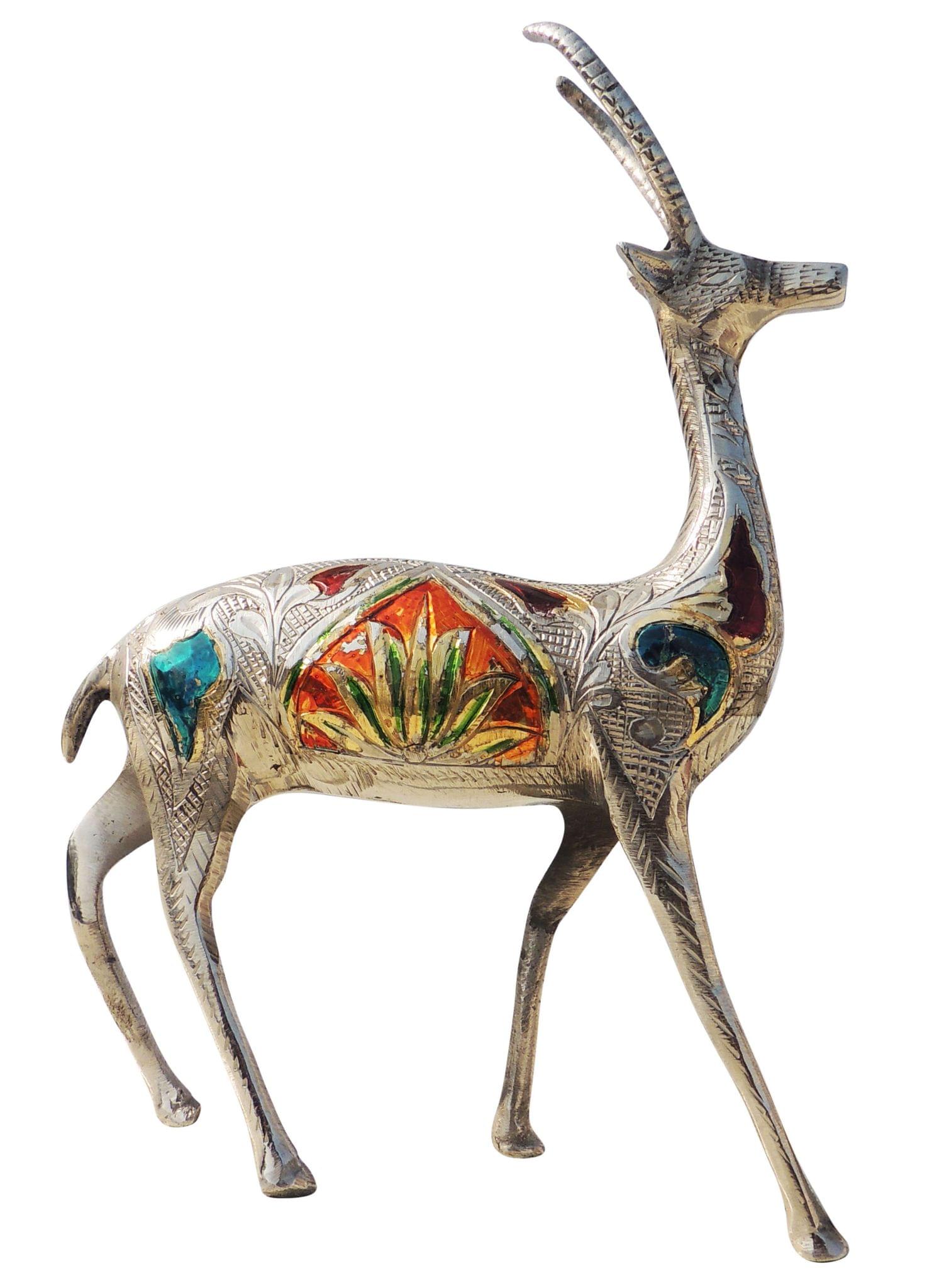 Brass Deer Statue – Handcrafted Animal Showpiece for Elegant Home Decor