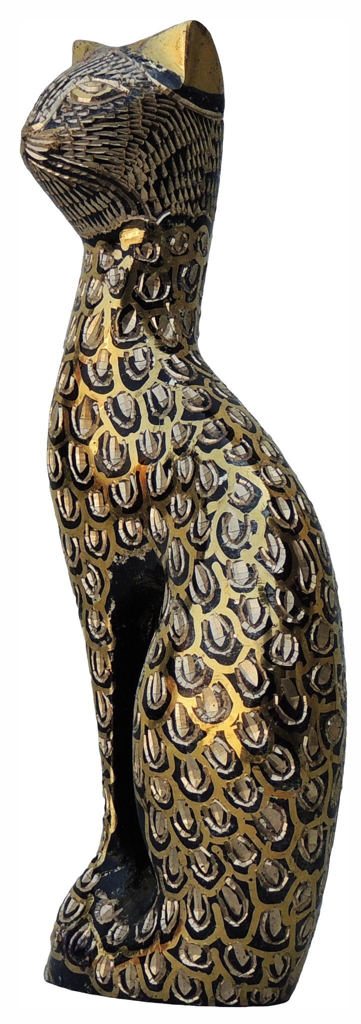 Brass Cat Statue – Handcrafted Brass Showpiece for Home and Office Decor