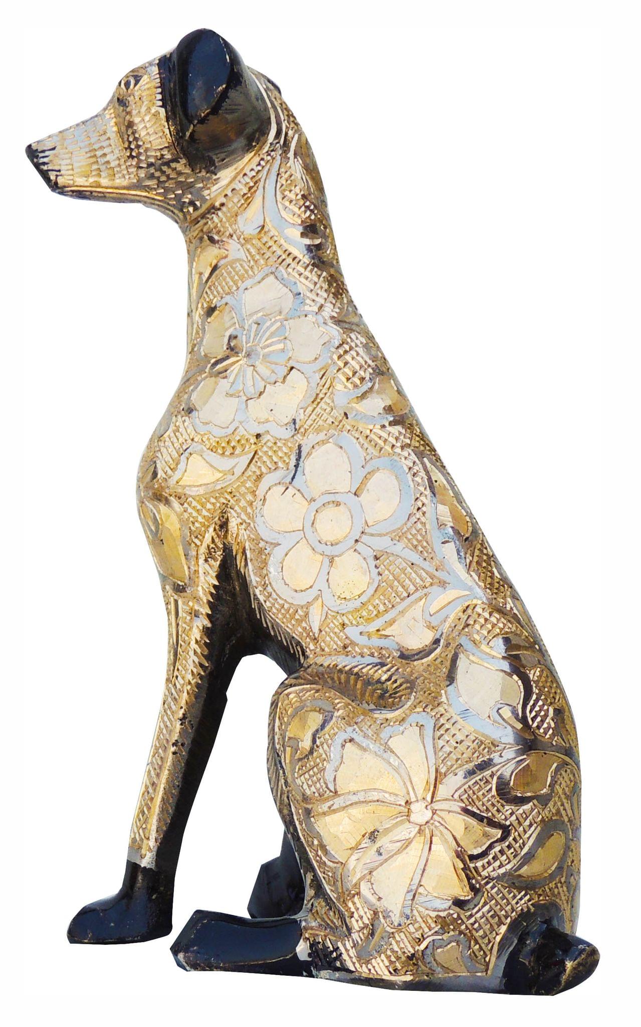 Brass Dog Statue – Handcrafted Showpiece for Home and Office Decor