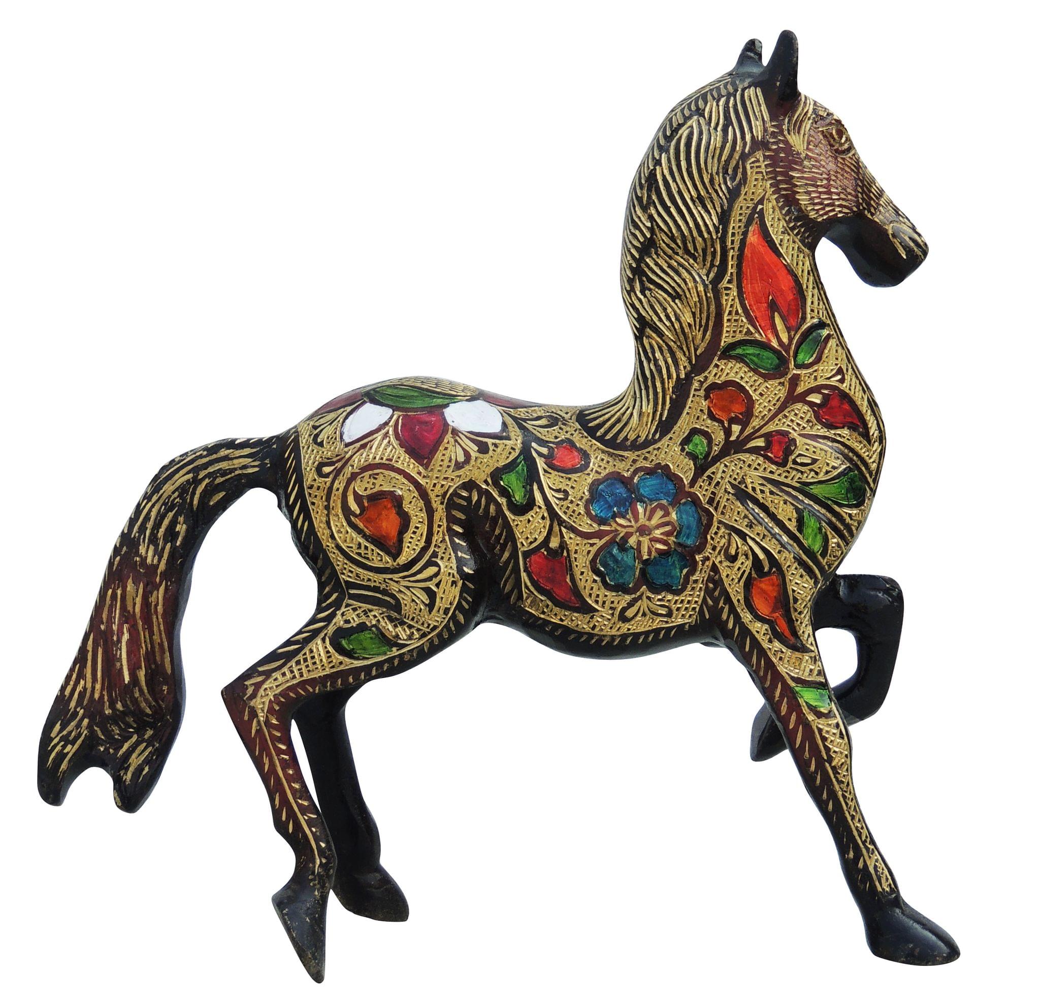 Brass Running Horse Statue – Handcrafted Showpiece for Home and Office Decor