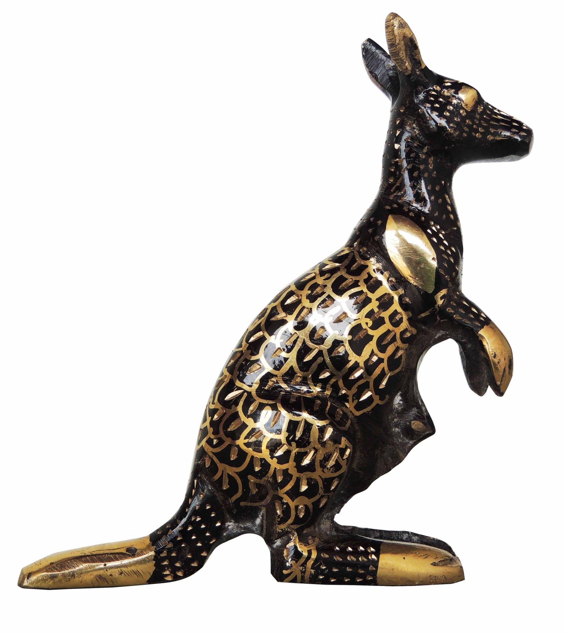 Brass Kangaroo Statue – Handcrafted Animal Showpiece for Home and Office Decor