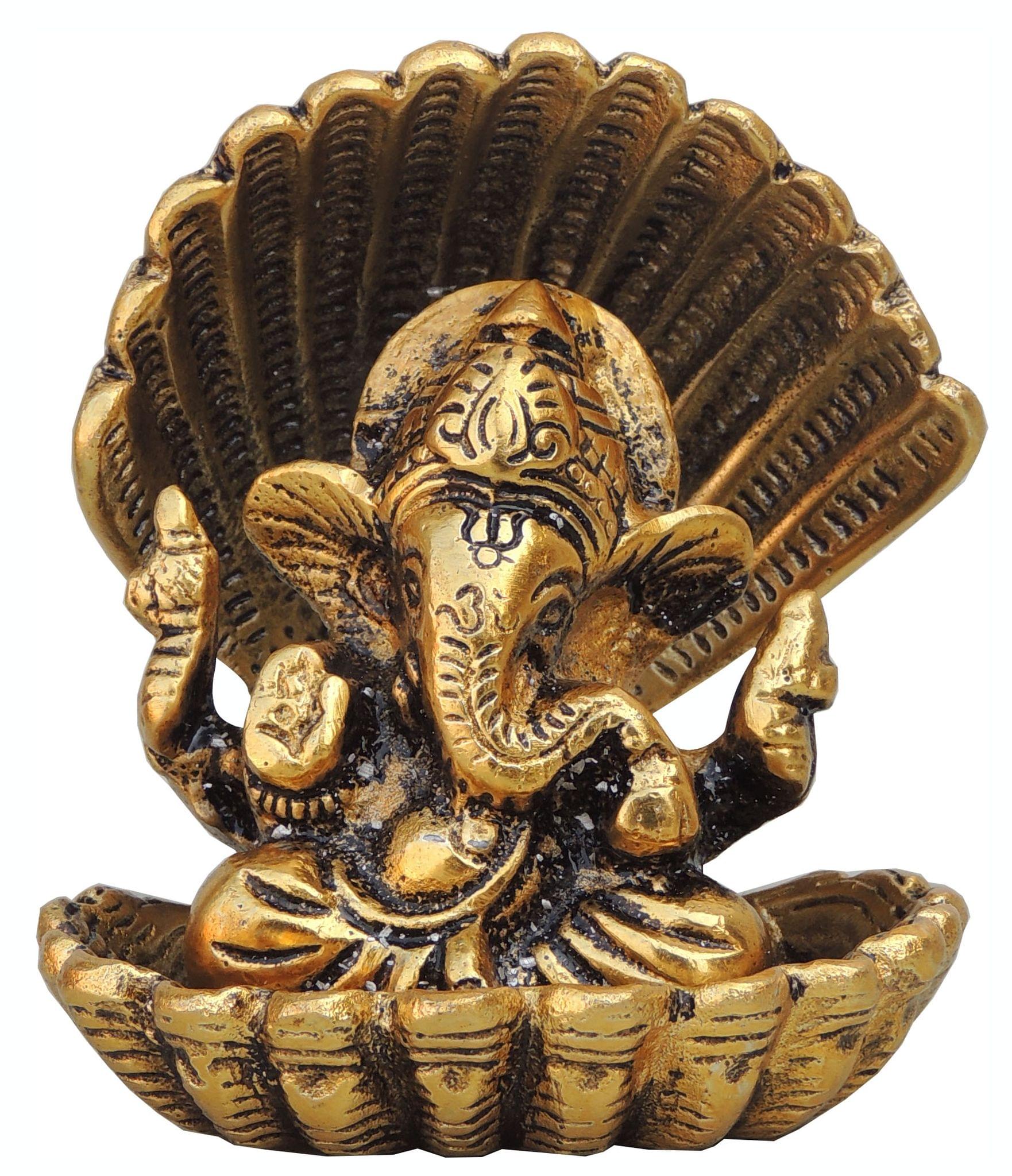 Showpiece Ganesh Ji in Seep Gold for Home Temple and Auspicious Decor