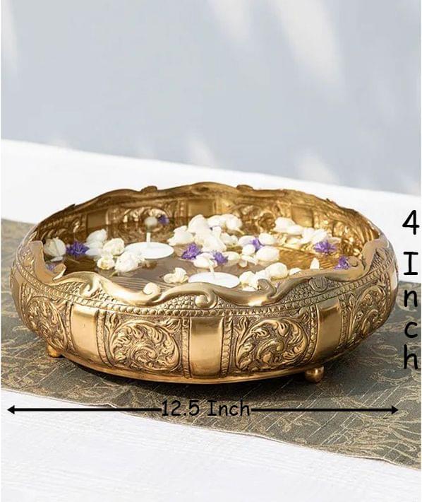 Brass Flower Urli – Handcrafted Decorative Bowl for Home and Festive Decor