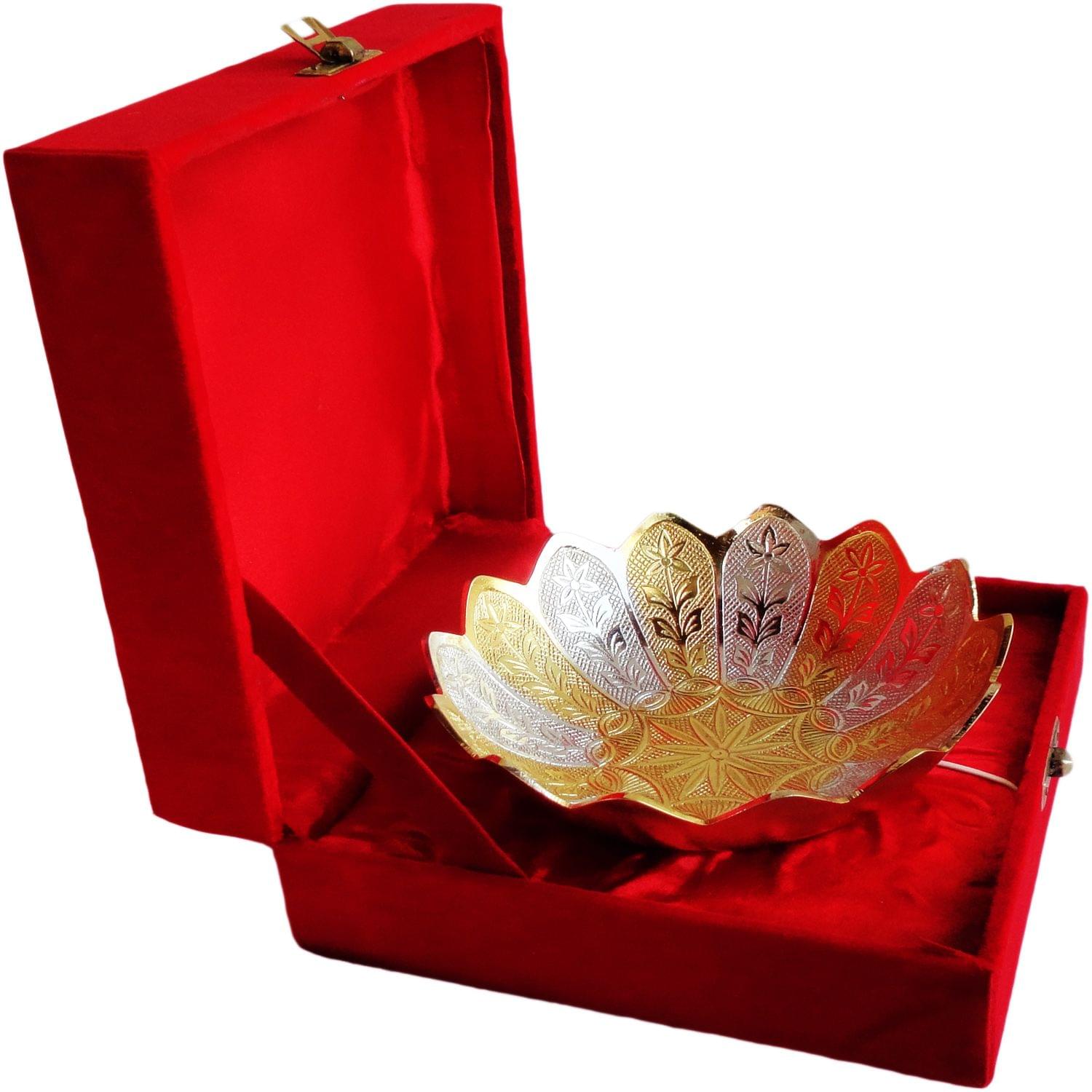 Brass Decorative Kamal Shape Bowl Platter Handcrafted Festive Gift