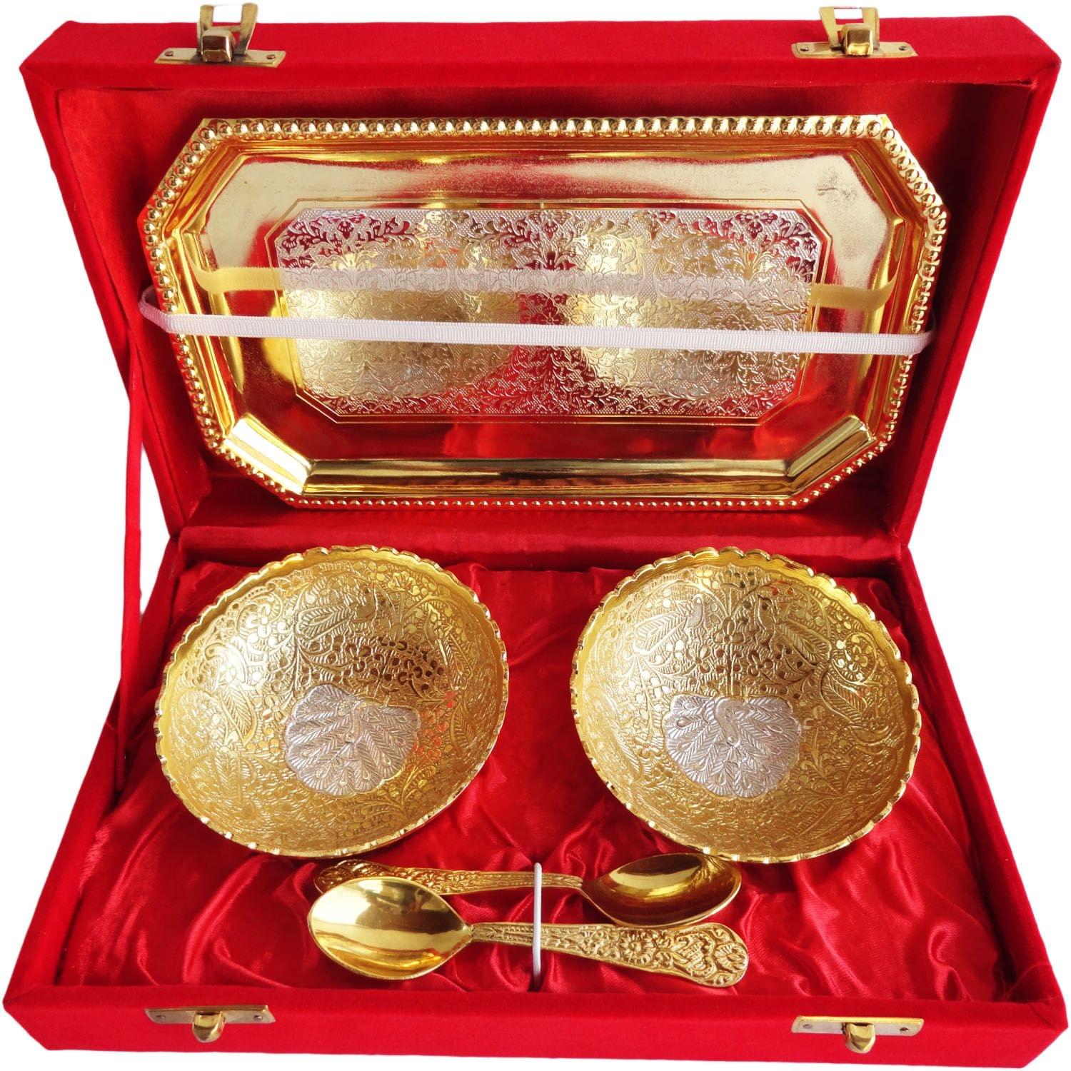 Decorative Brass More Bowl Two Tone Handcrafted Festive Gift