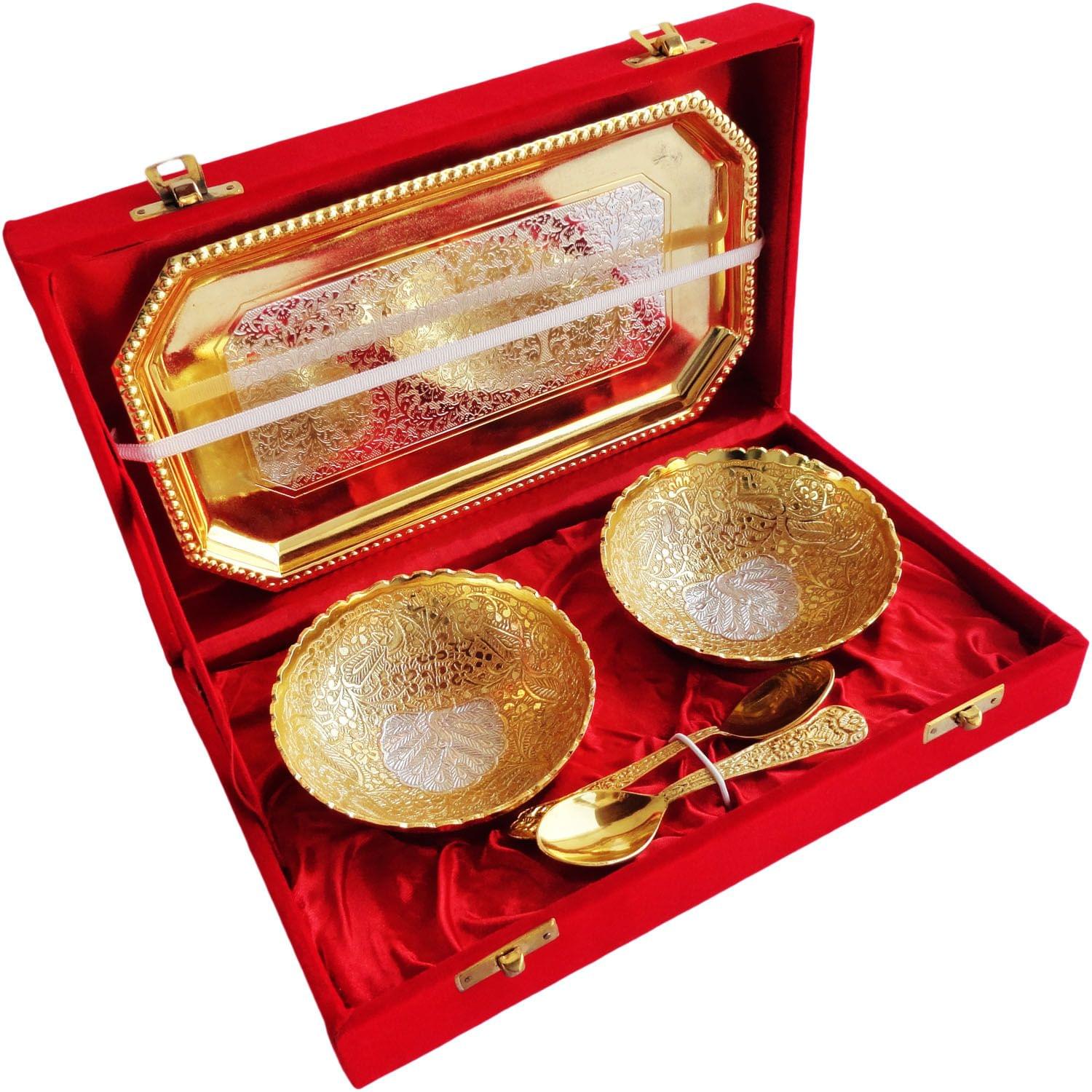 Decorative Brass More Bowl Two Tone Handcrafted Festive Gift