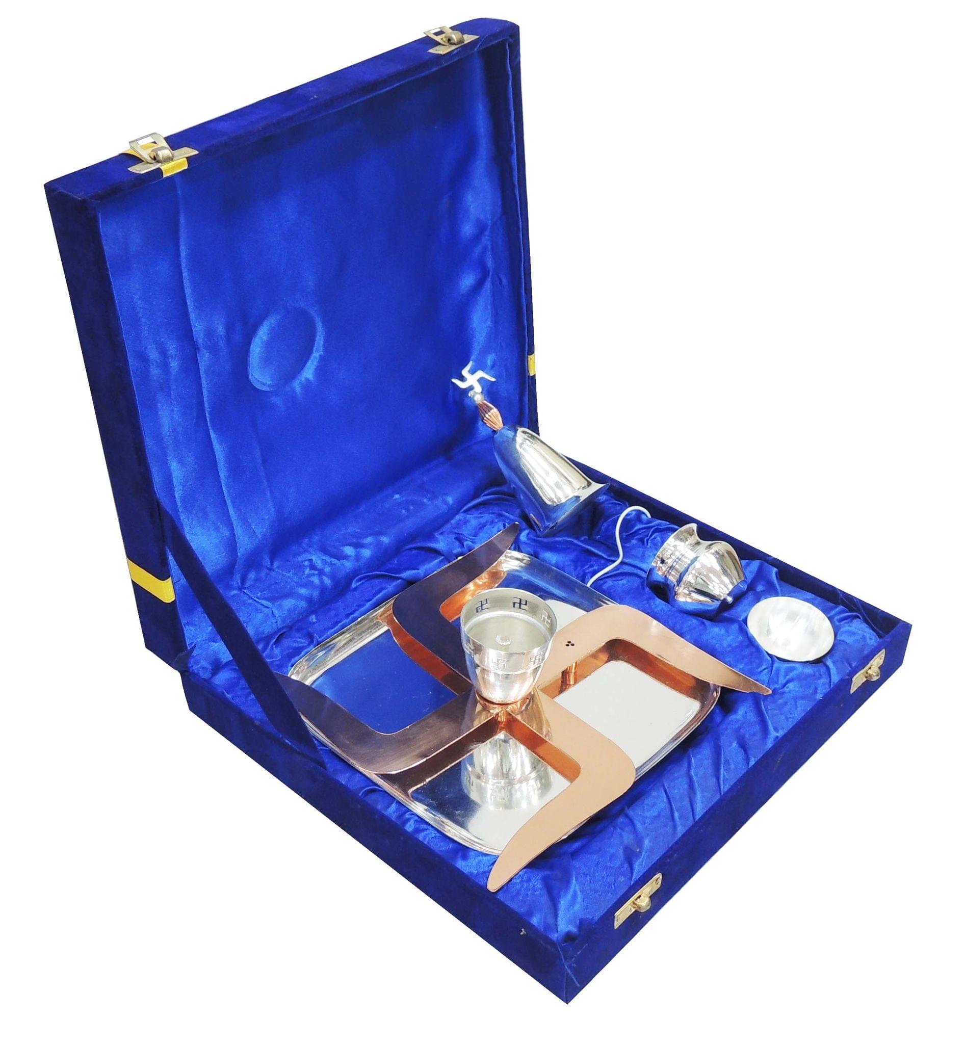 Brass Puja Thali Set with Velvet Box – Complete Traditional Pooja Gift Set