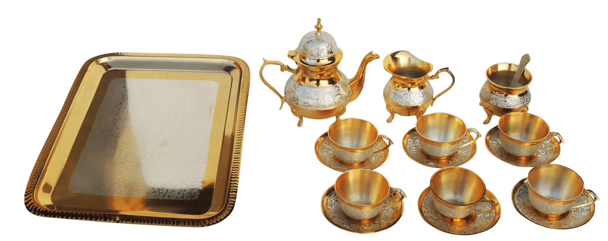 Brass Tea Cup Set of 6 Handcrafted Decorative Serveware for Elegant Dining
