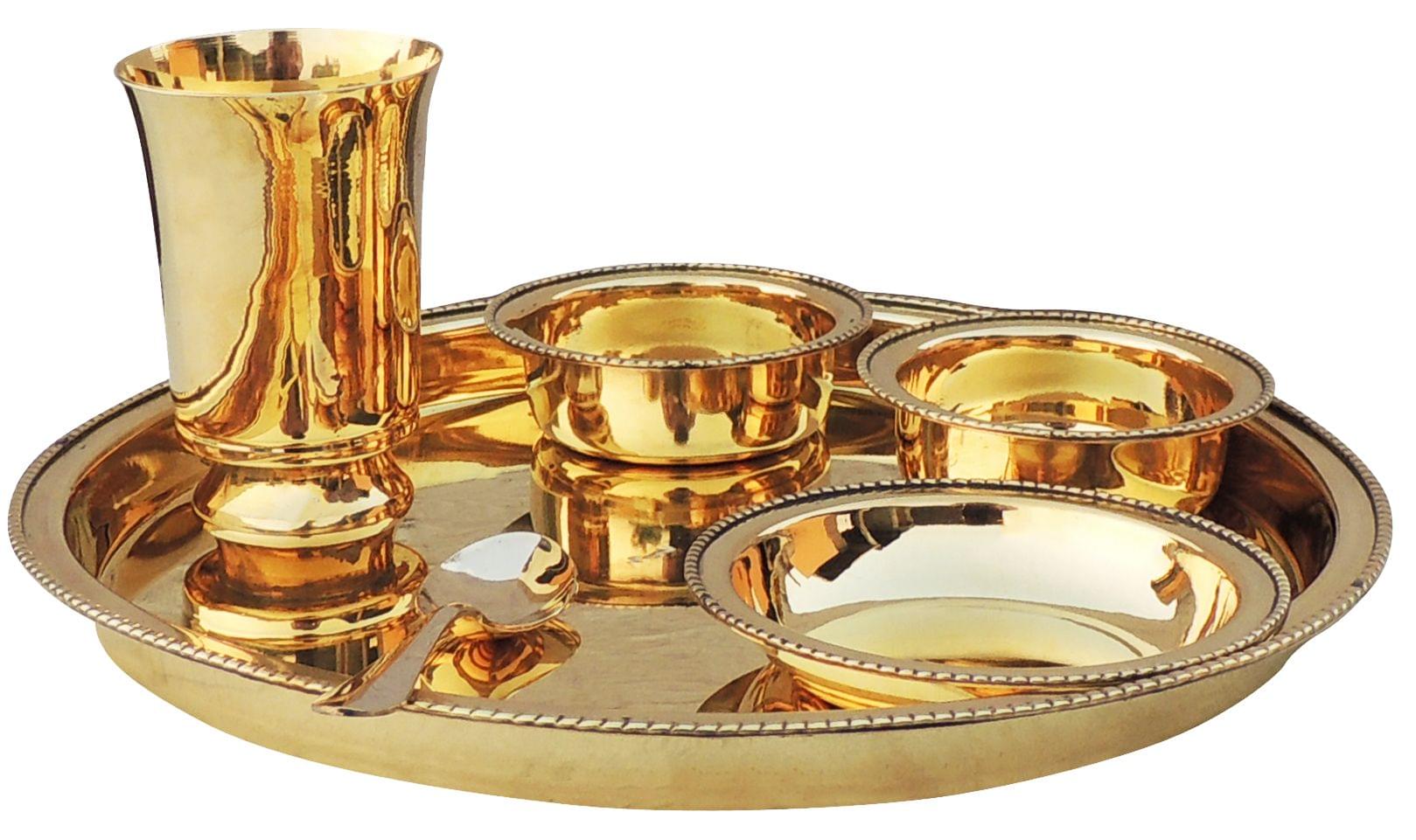 Pure Brass Thali Dinner Set 6 Piece – Traditional Dining Collection