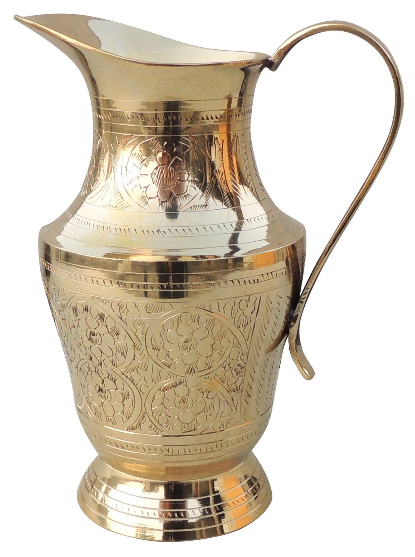 Brass Water Jug 1 Liter Elegant Handcrafted Pitcher for Daily Use