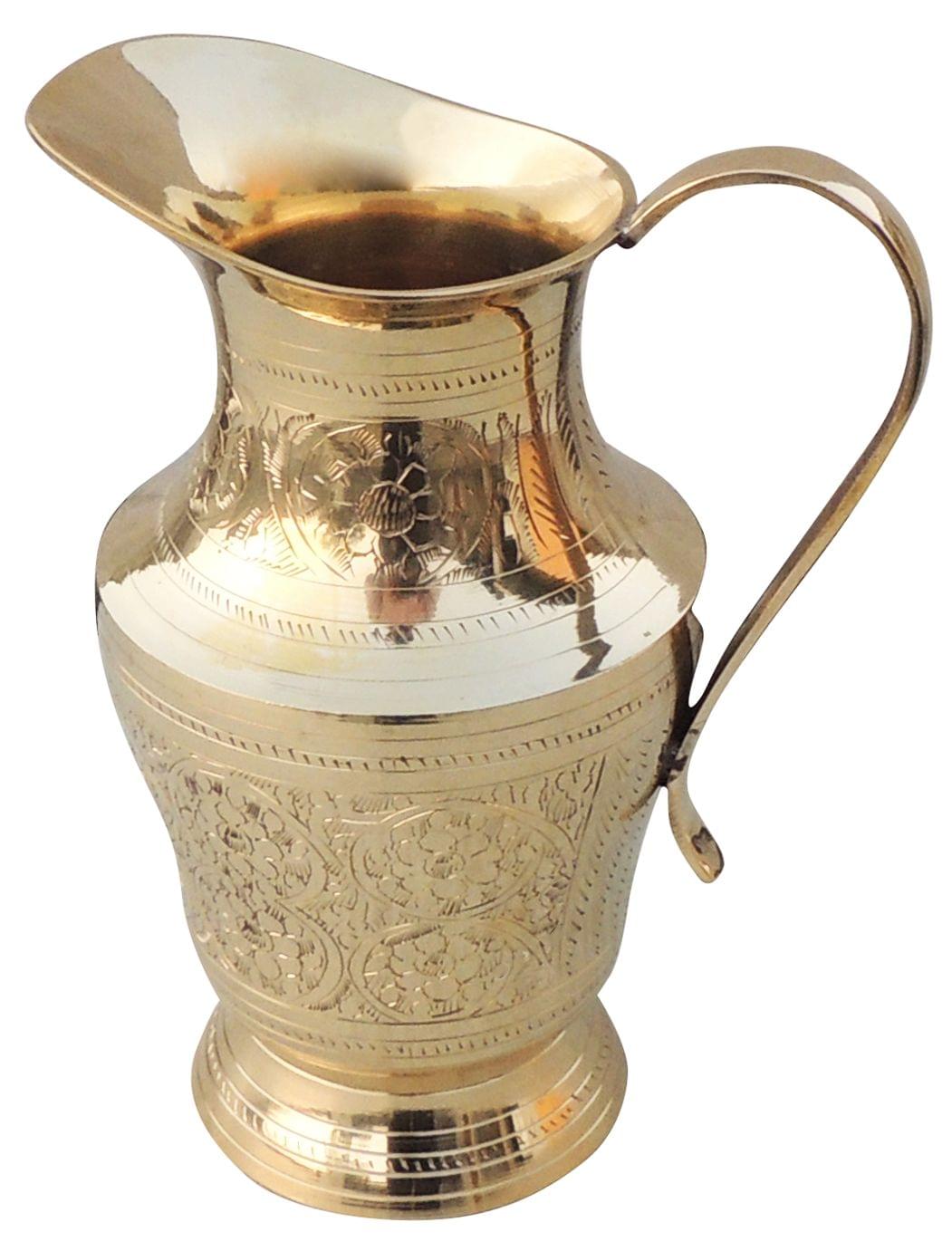 Brass Water Jug 1 Liter Elegant Handcrafted Pitcher for Daily Use