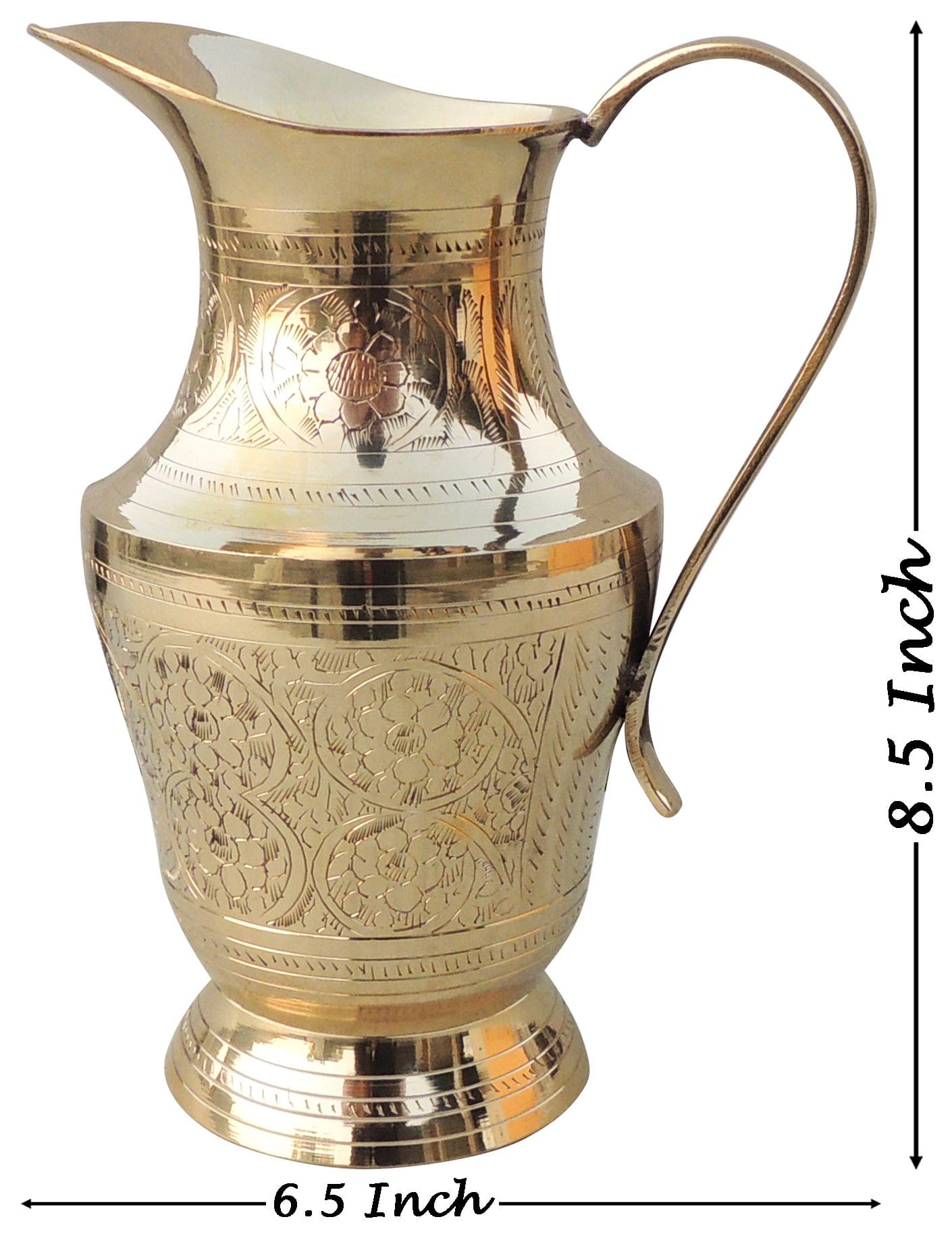 Brass Water Jug 1 Liter Elegant Handcrafted Pitcher for Daily Use