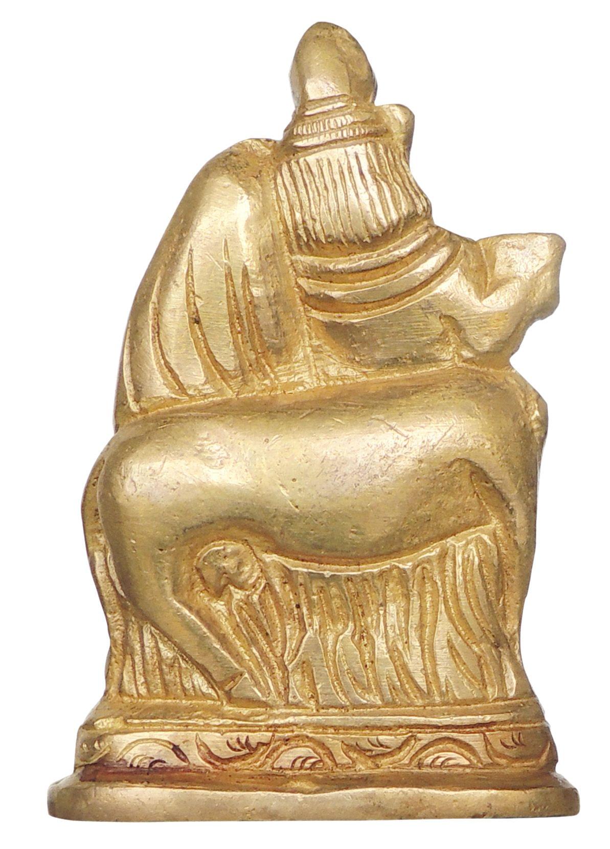 Brass Radha Krishna with Cow Idol Handcrafted Symbol of Love and Divinity