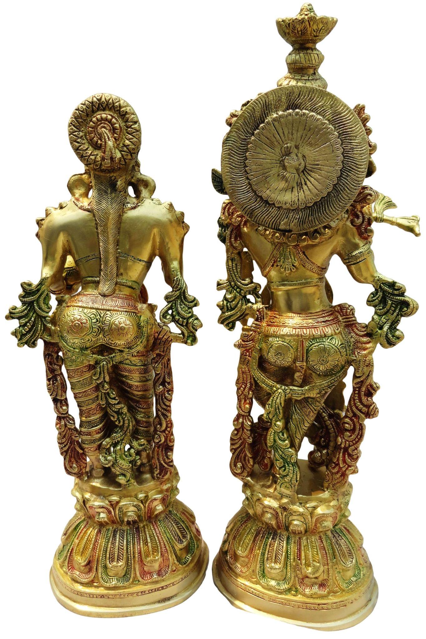 Brass Krishna Radha Idol – Handcrafted Symbol of Divine Love, Harmony, and Devotion