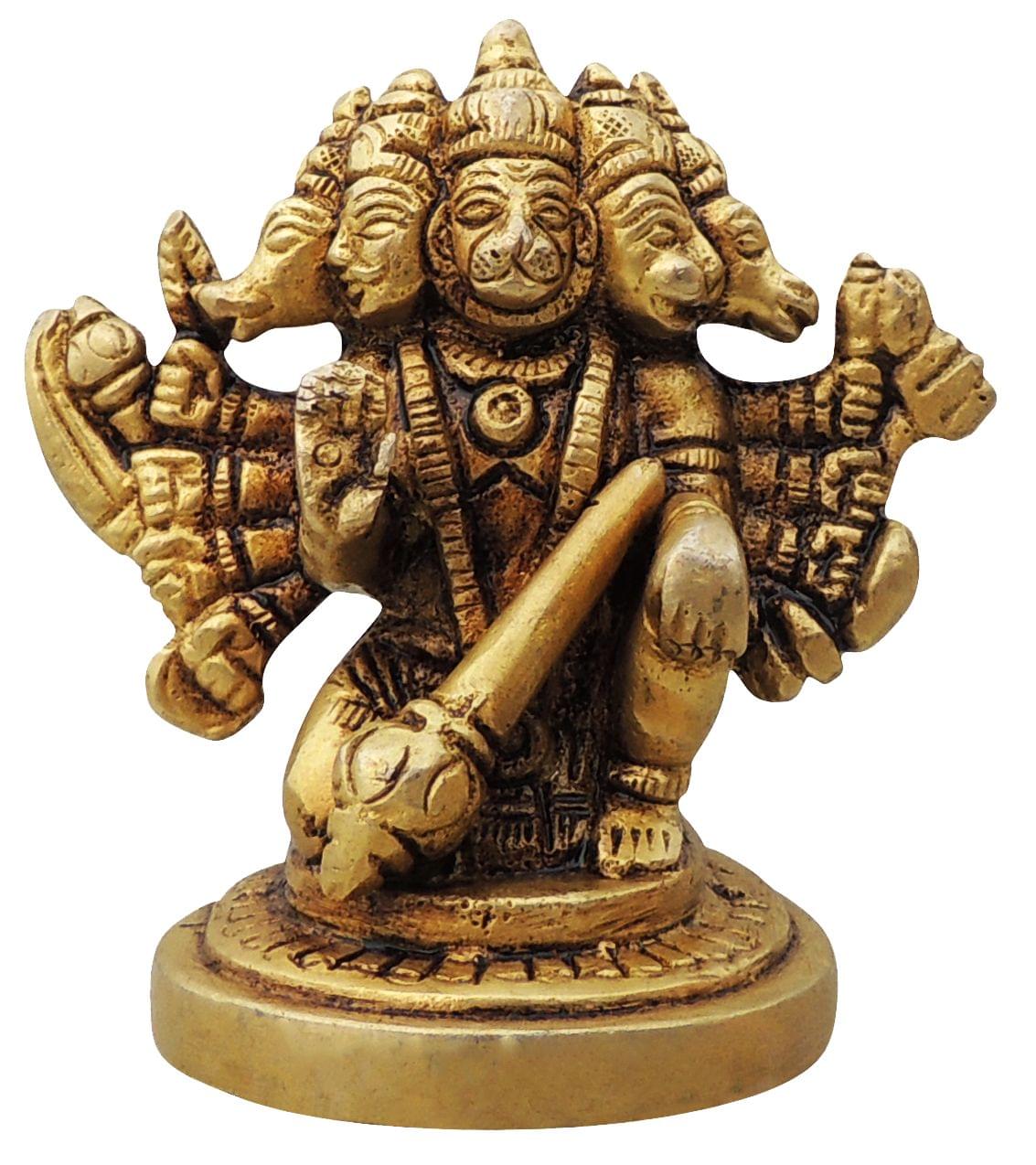 Brass Panchmukhi Hanuman Idol – Handcrafted Lord Hanuman Statue for Strength and Protection
