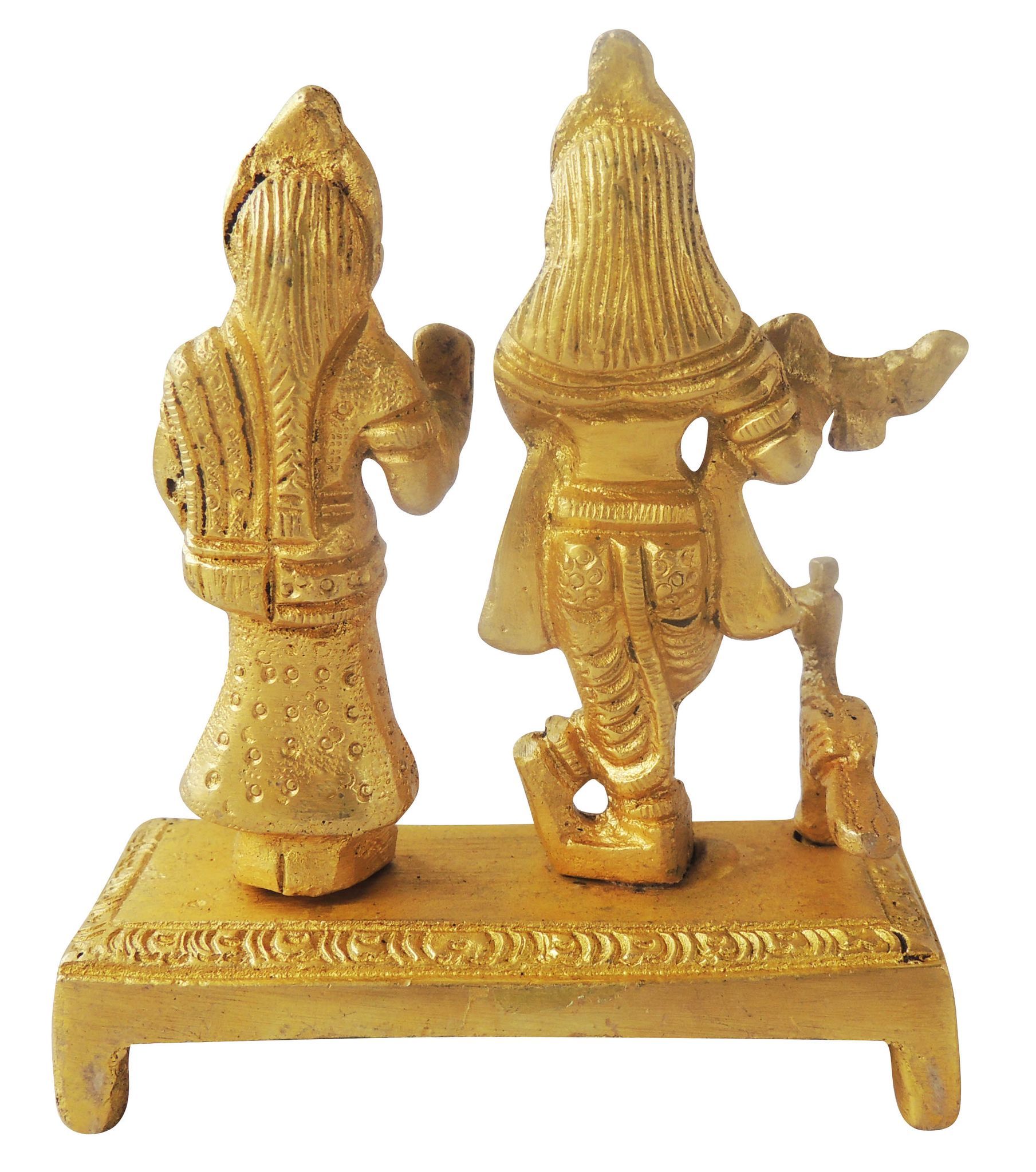 Brass Radha Krishna Idol with Chowki – Handcrafted Symbol of Eternal Love and Devotion