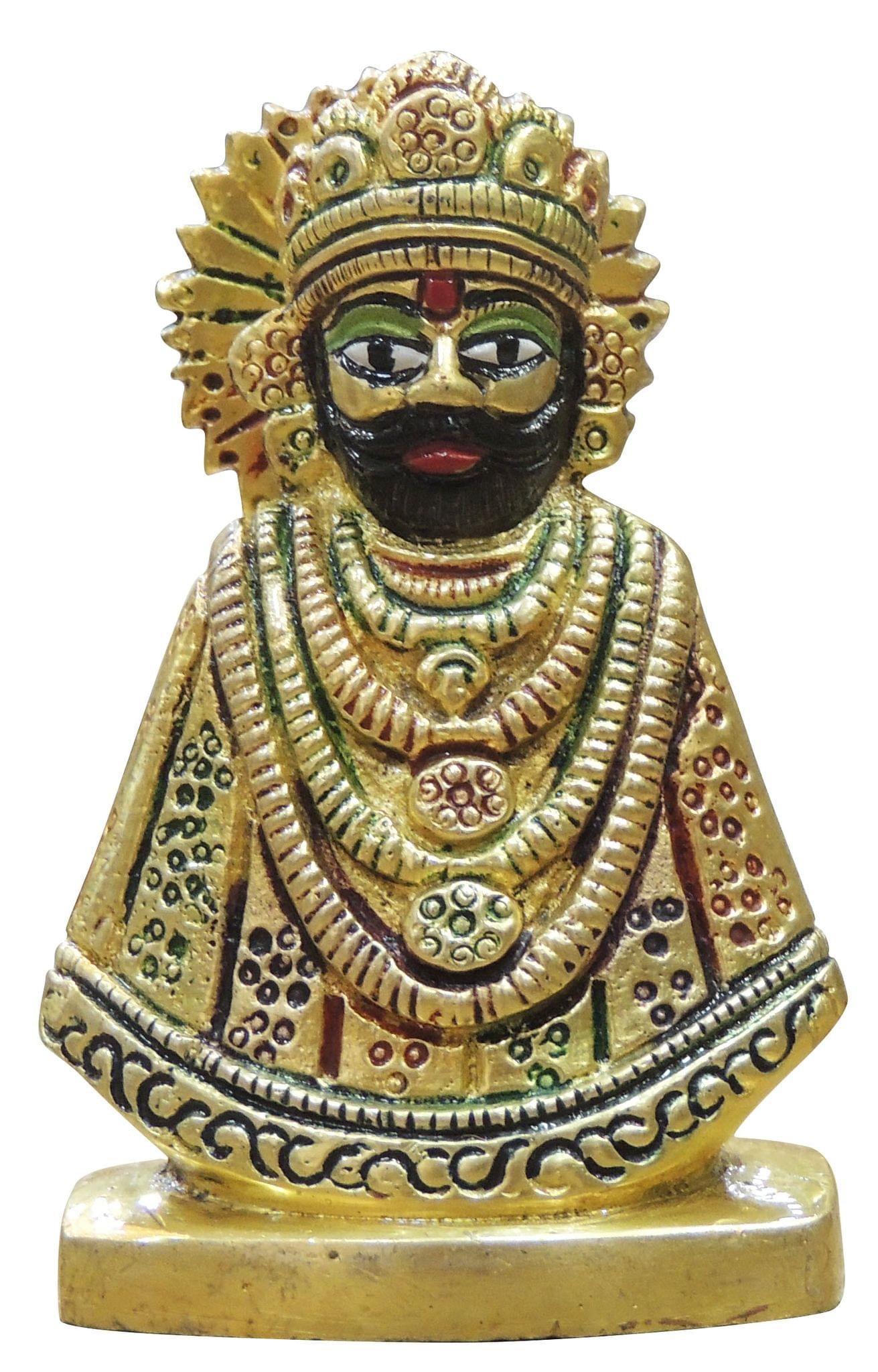 Brass Khatu Shyam Ji Idol – Handcrafted Shyam Baba Statue for Faith and Good Fortune