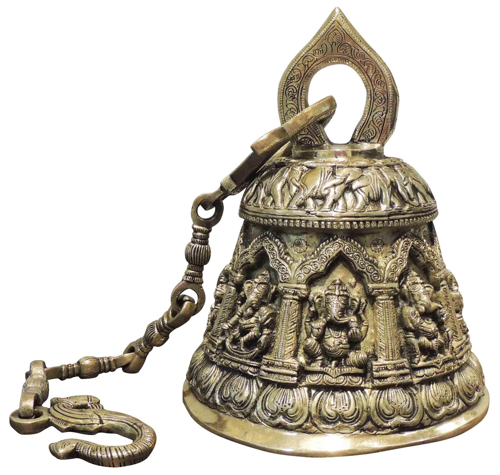 Brass Wall Hanging Temple Bell for Home and Pooja Decor