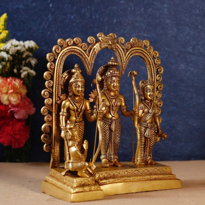Brass Ram Darbar Idol – Handcrafted Symbol of Devotion, Virtue, and Harmony