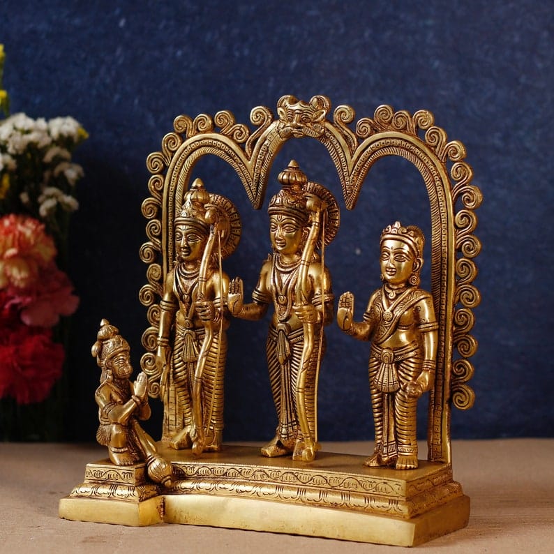 Brass Ram Darbar Idol – Handcrafted Symbol of Devotion, Virtue, and Harmony