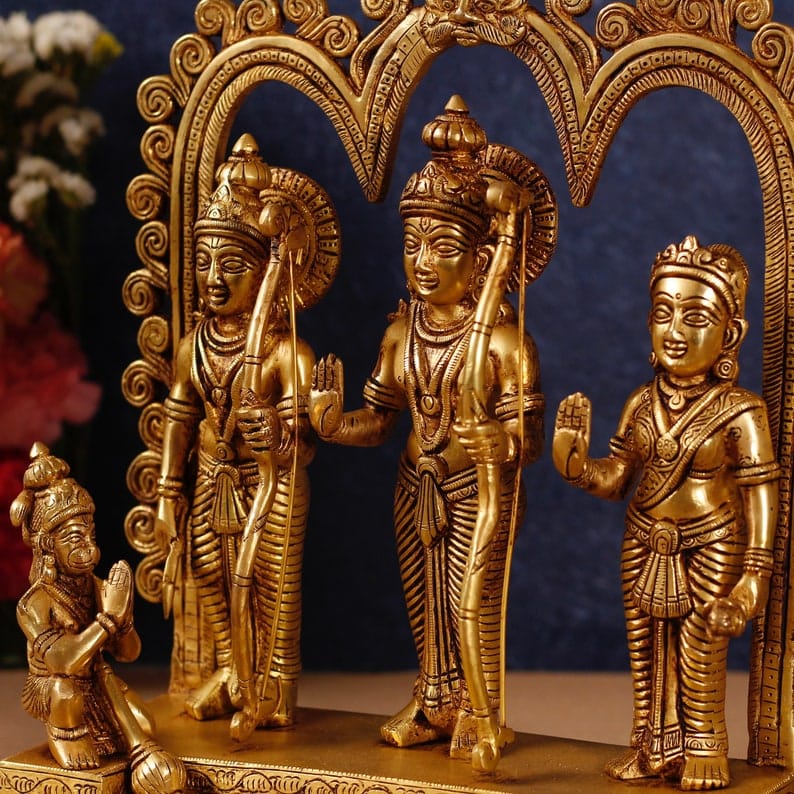 Brass Ram Darbar Idol – Handcrafted Symbol of Devotion, Virtue, and Harmony