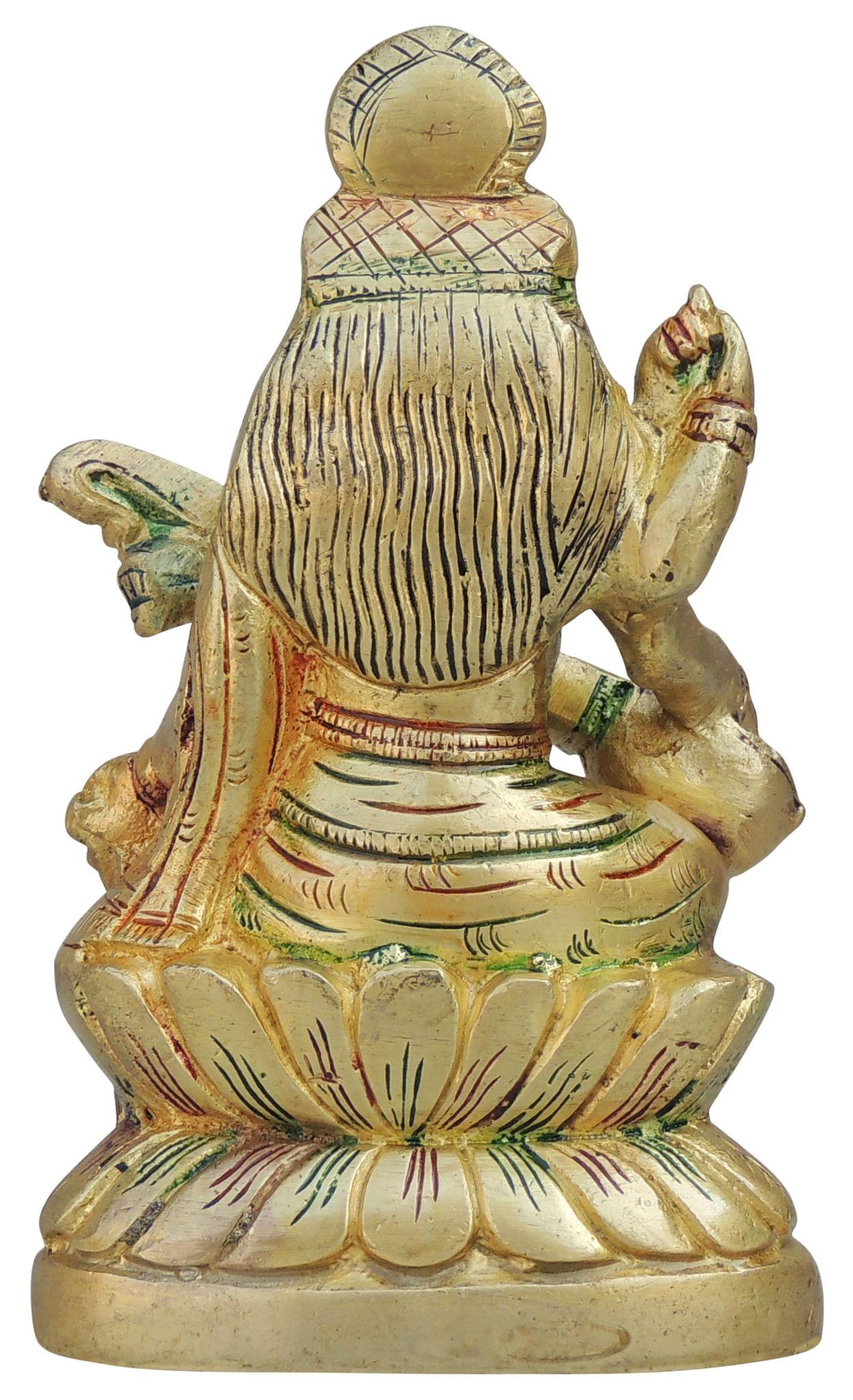 Brass Saraswati Idol – Handcrafted Goddess of Wisdom and Knowledge Statue