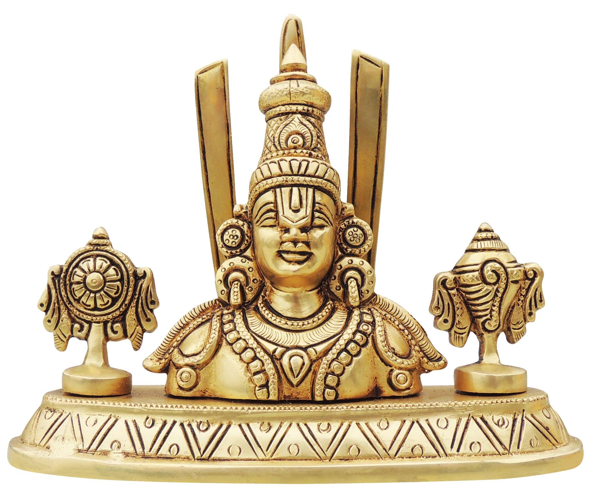Brass Tirupati Balaji God Idol Statue – Sacred Lord Venkateswara Showpiece for Pooja and Decor