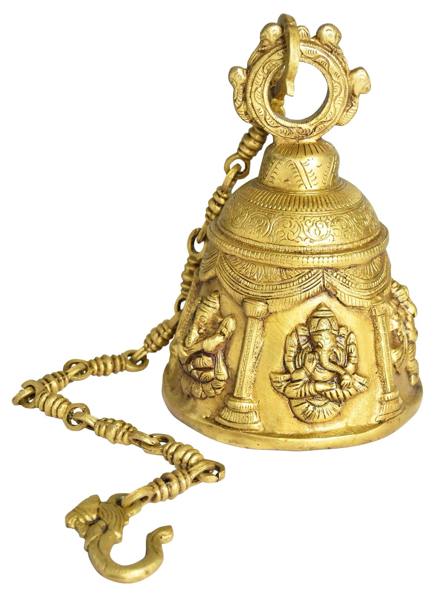 Brass Wall Hanging Temple Bell for Home and Mandir Use