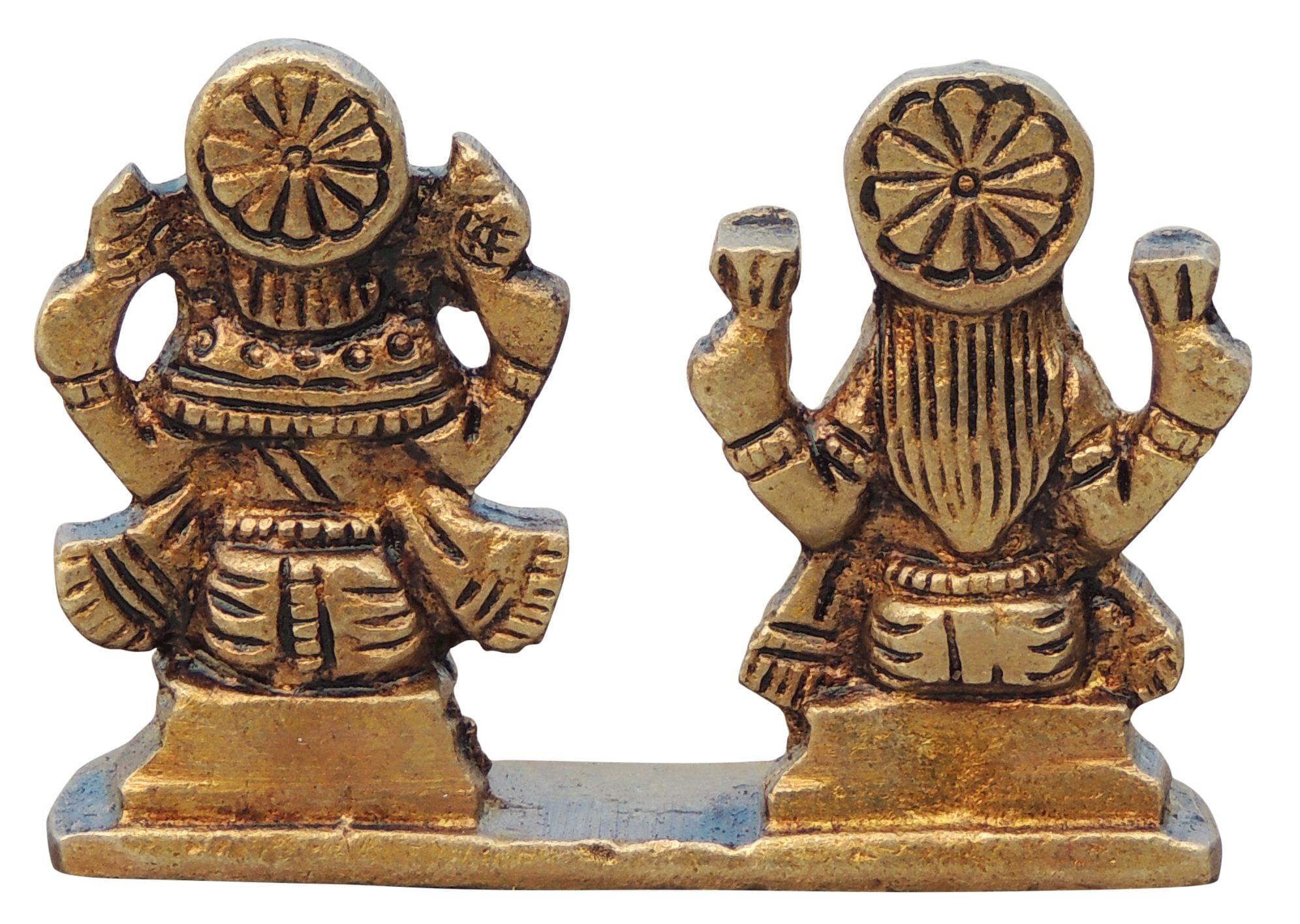 Brass Laxmi Ganesh Idol on Single Base – Handcrafted Symbol of Prosperity and Wisdom