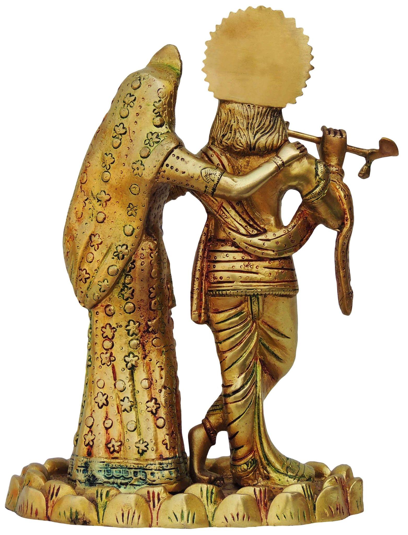 Brass Radha Krishna on Kamal Base – Handcrafted Divine Love Idol