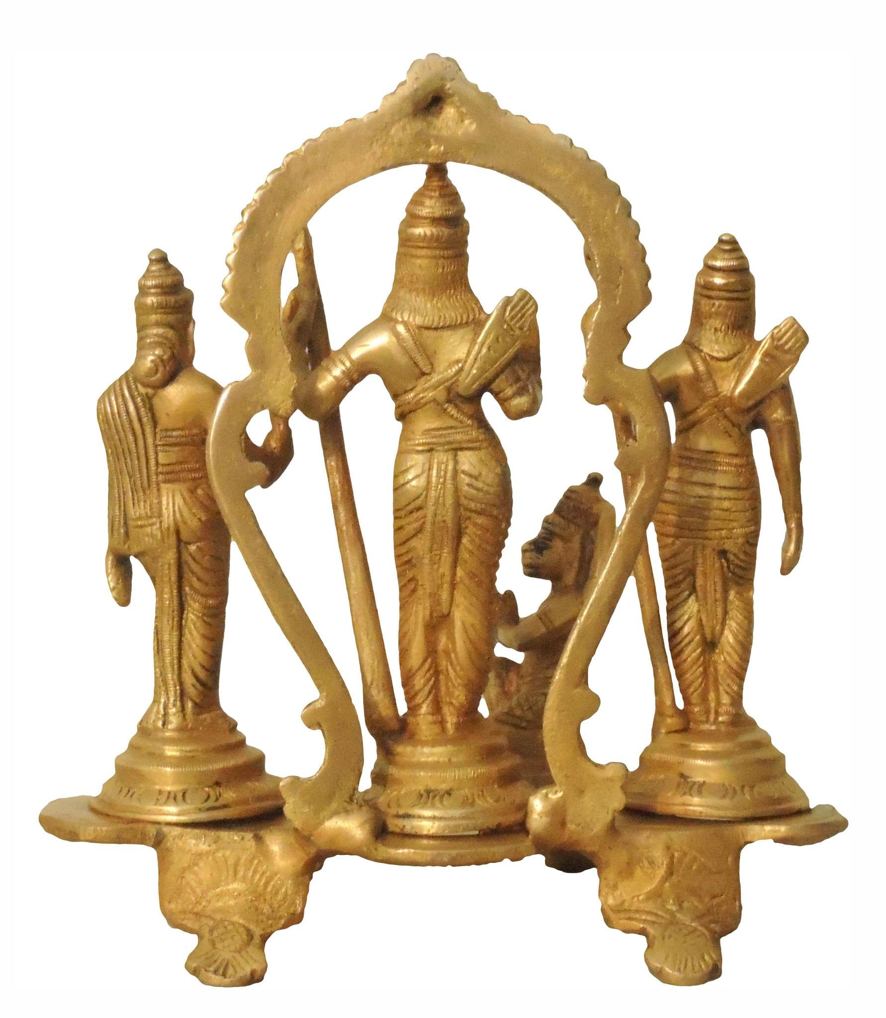 Brass Ram Darbar Same Base Statue – Lord Ram, Sita, Lakshman, and Hanuman Idol for Blessings