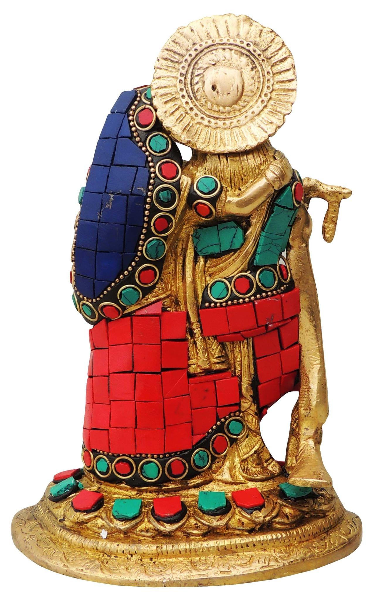 Brass Radha Krishna God Idol Statue – Handcrafted Eternal Love Showpiece