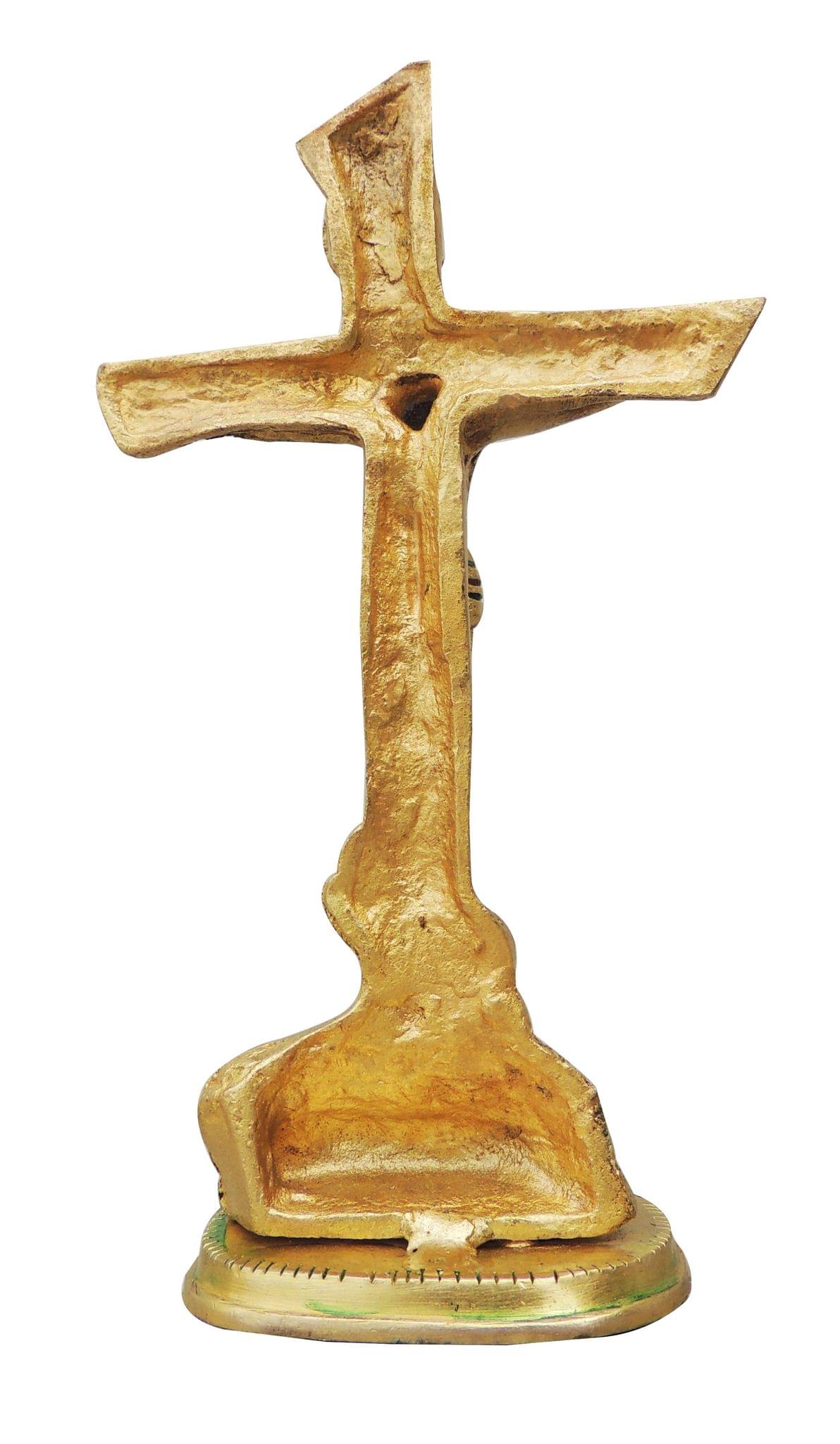 Brass Jesus & Cross God Idol Statue – Spiritual Showpiece for Home and Gift