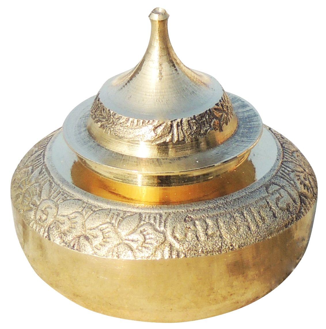 Brass Sindoor Dani – Handcrafted Traditional Dabbi with Antique Brass Finish