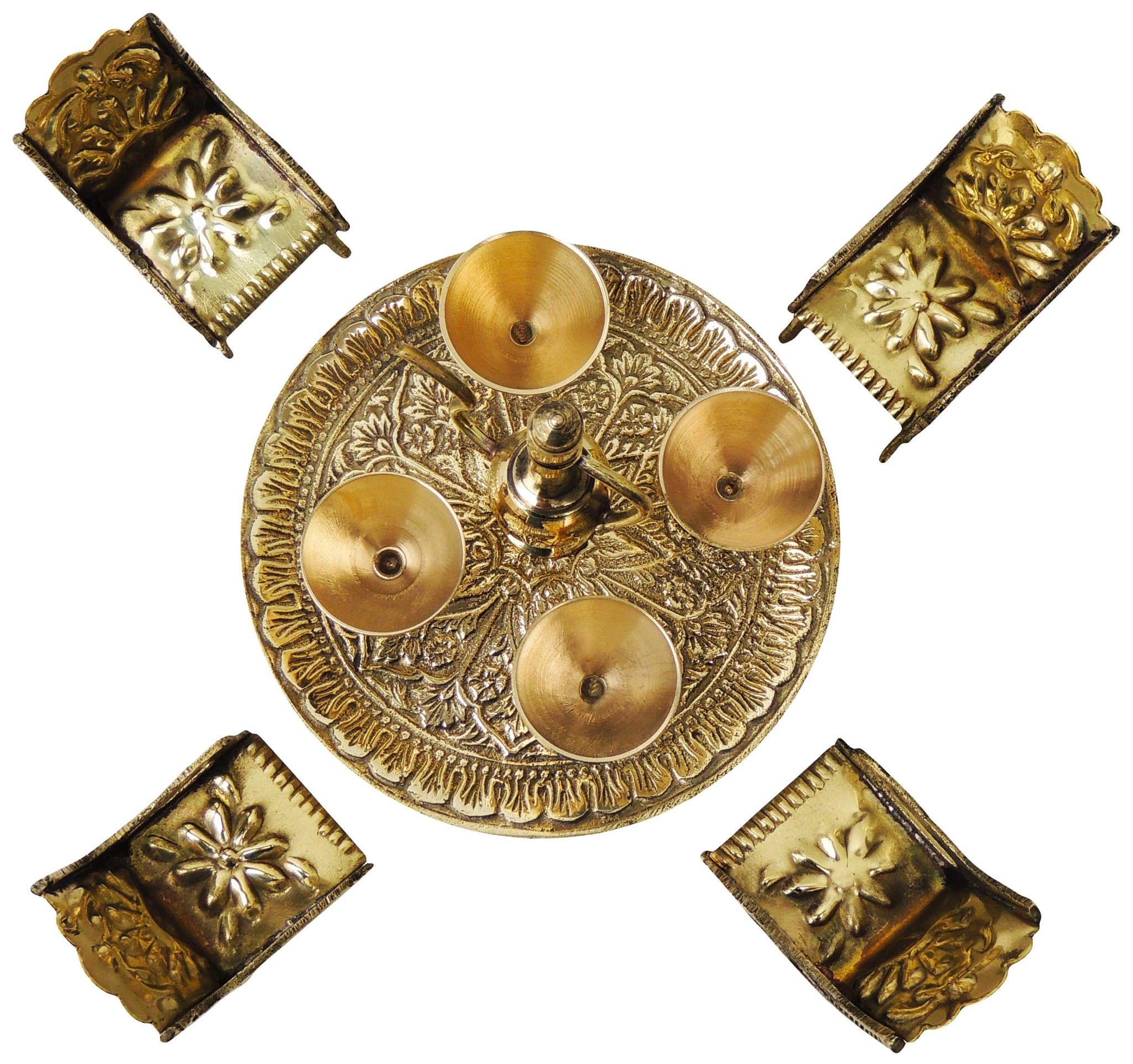 Brass Mini Dining Table Set – Handcrafted Miniature Toy for Kids and Collectors