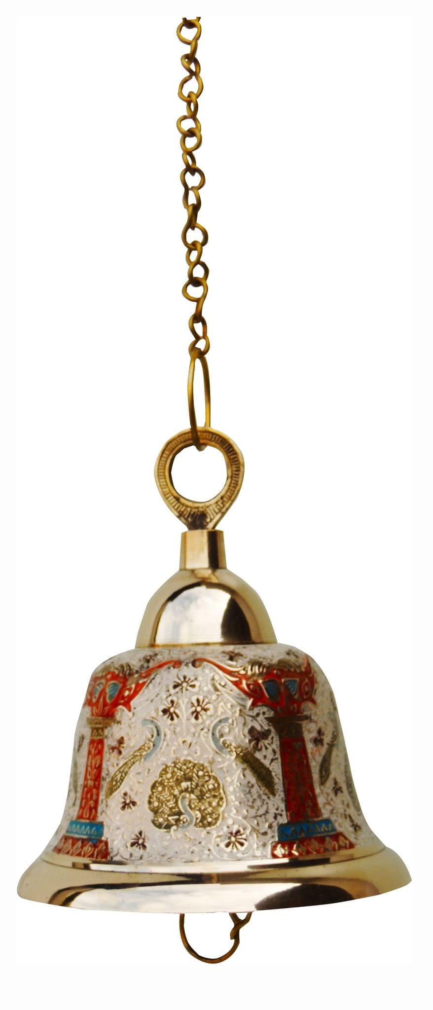 Brass Hanging Temple Pooja Bell White Color for Home and Temple