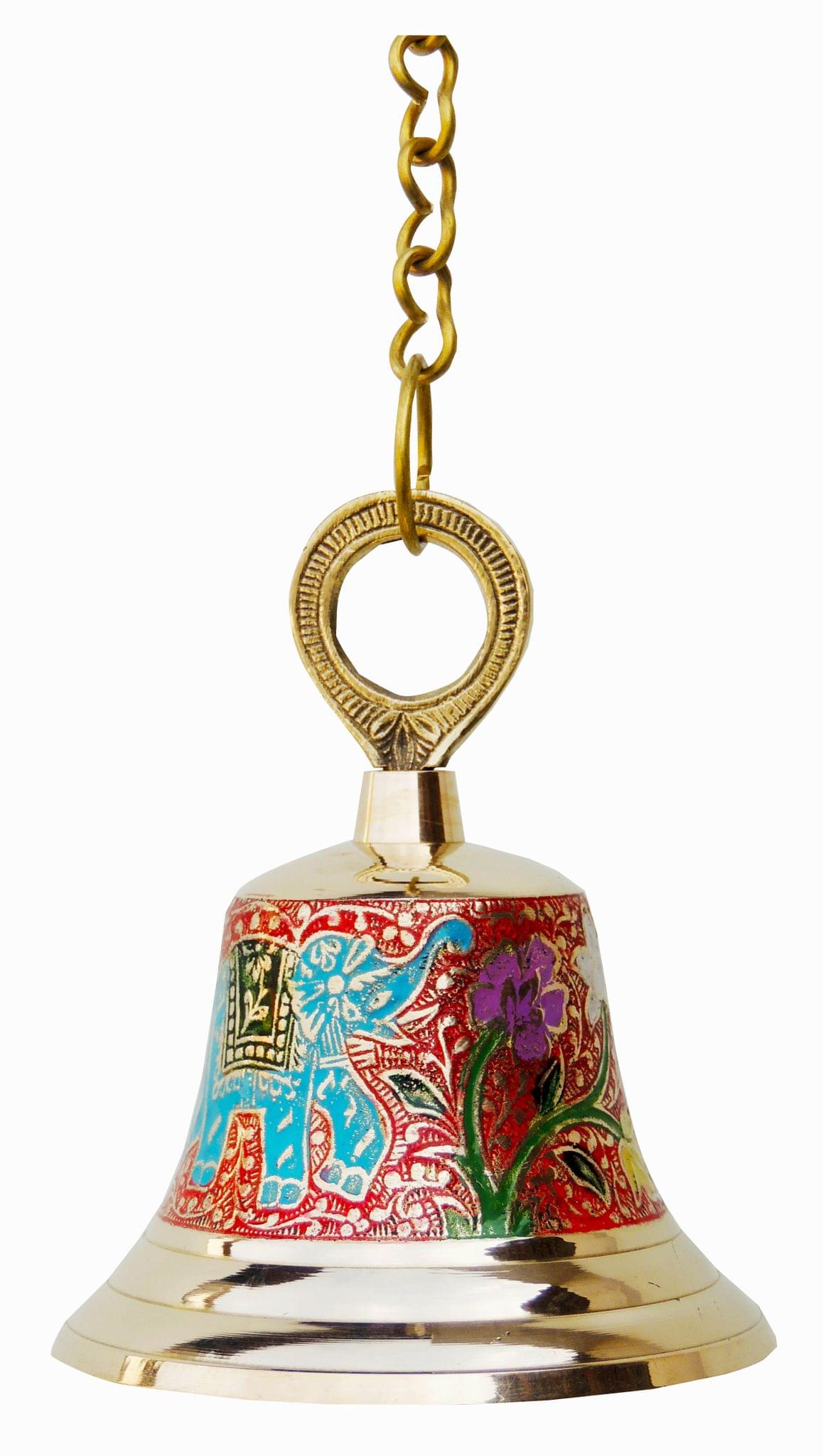 Brass Hanging Temple Pooja Bell Red Colour for Home and Mandir