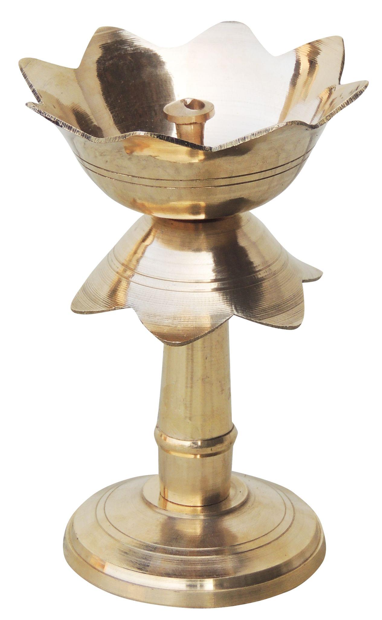 Brass Kamal Stand Deepak No.1 – Elegant Lotus Base Oil Lamp for Auspicious Lighting