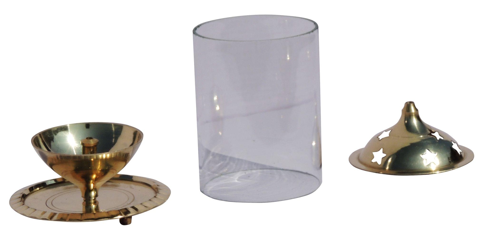 Brass Deepak with Chimney – Handcrafted Table Oil Lamp for Peaceful Ambience