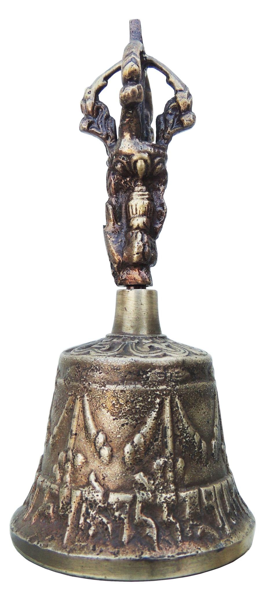 Pure Bronze Metal Hand Bell, Kansa Hand Bell for Temple and Home Pooja