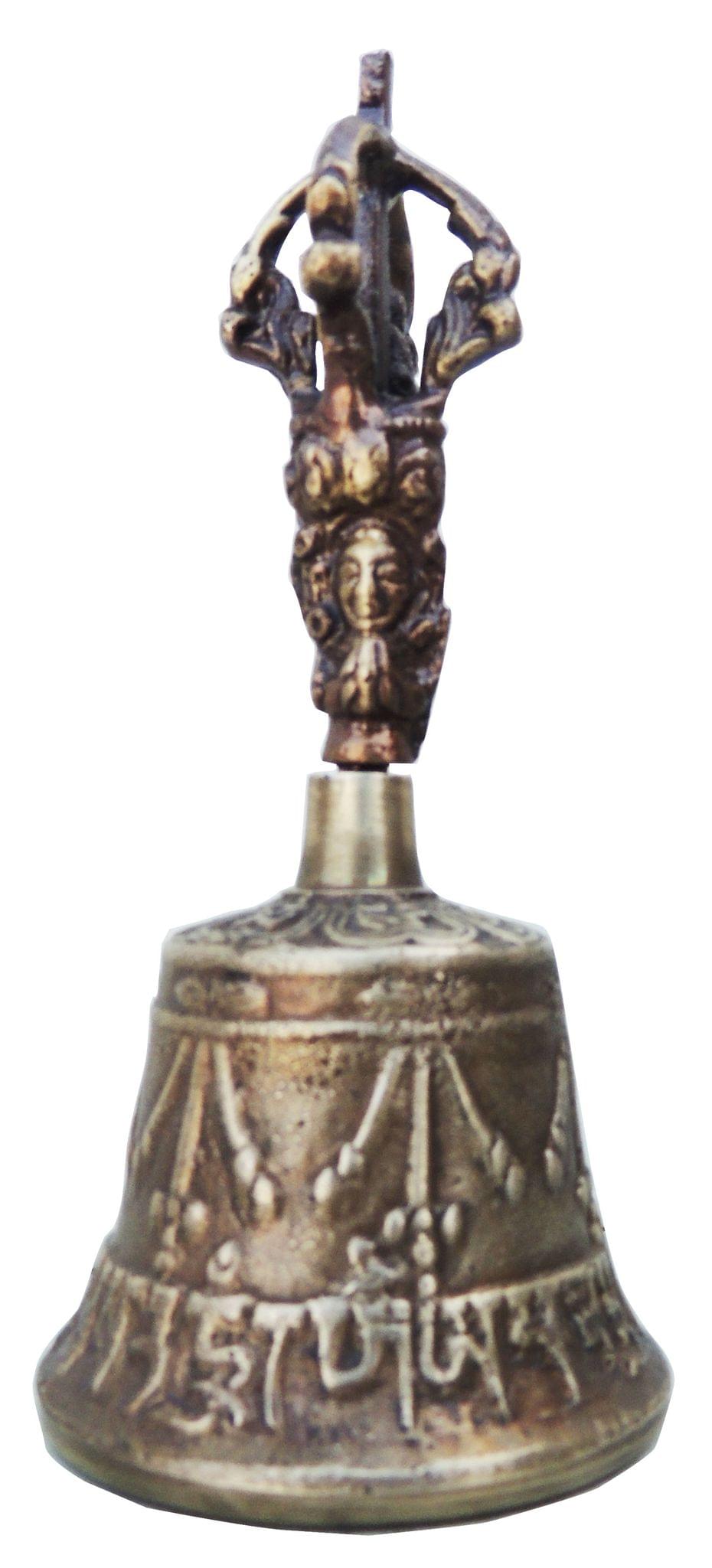Pure Bronze Metal Hand Bell, Kansa Hand Bell for Temple and Home Pooja