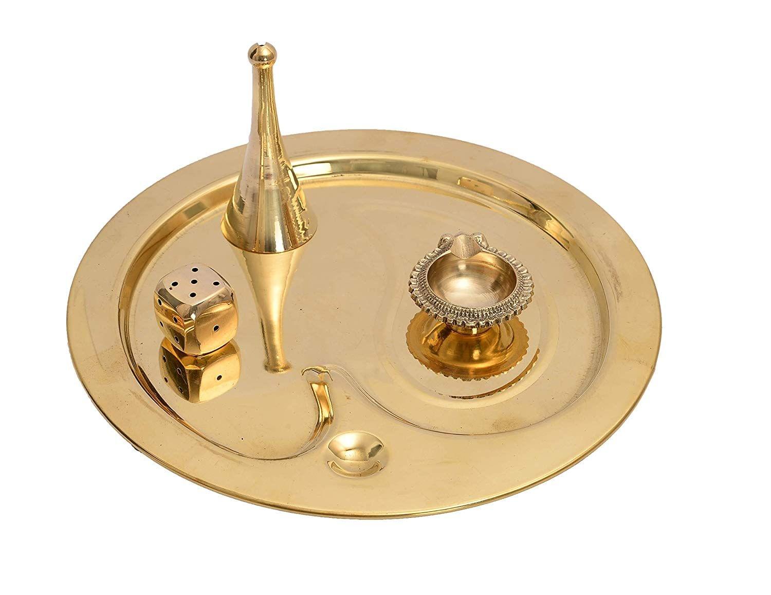 Brass Pooja Thal – Traditional Worship Plate for Daily Rituals and Aarti