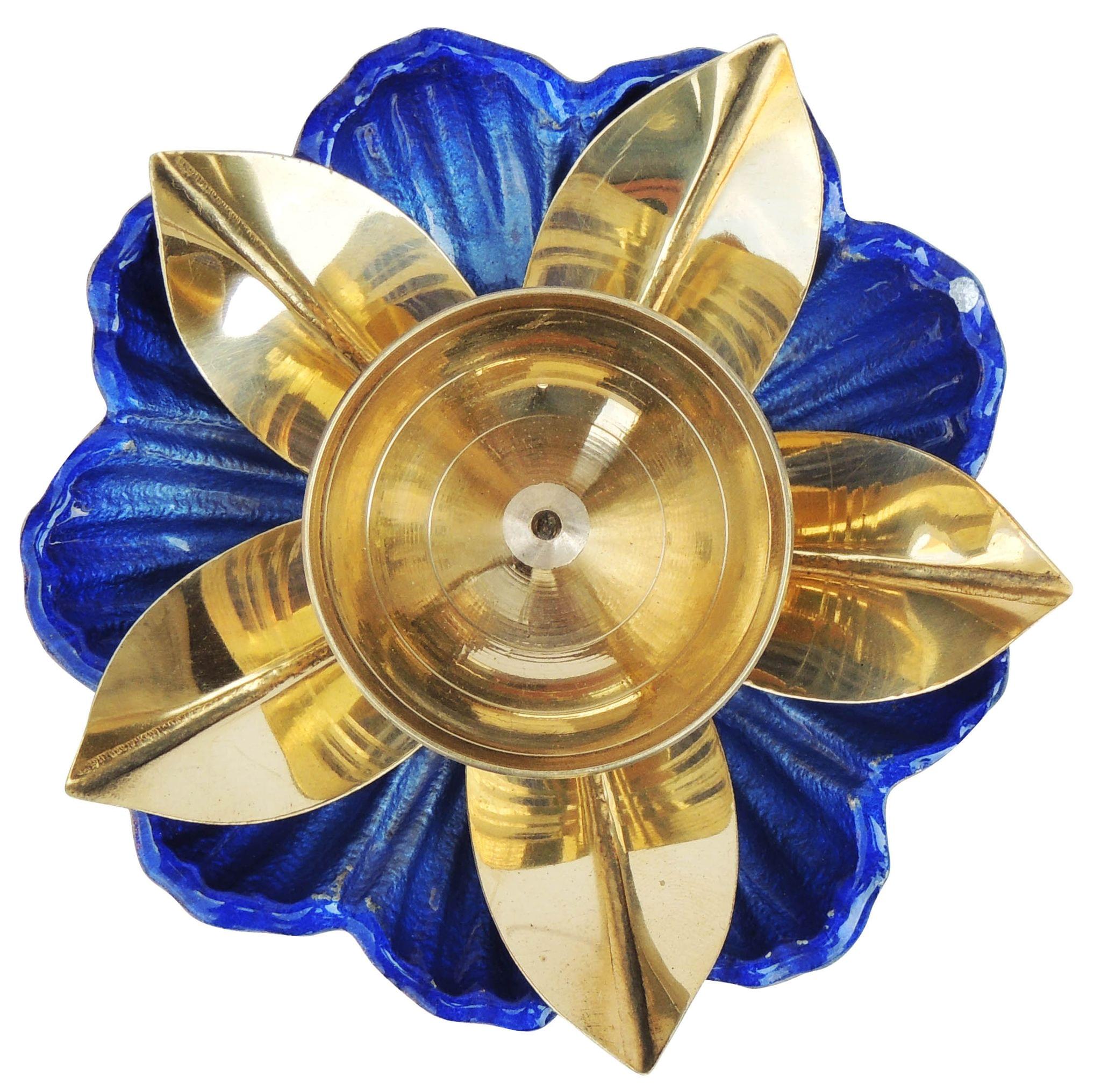Brass and Aluminium Deepak – Handcrafted Dual Metal Oil Lamp for Spiritual Glow