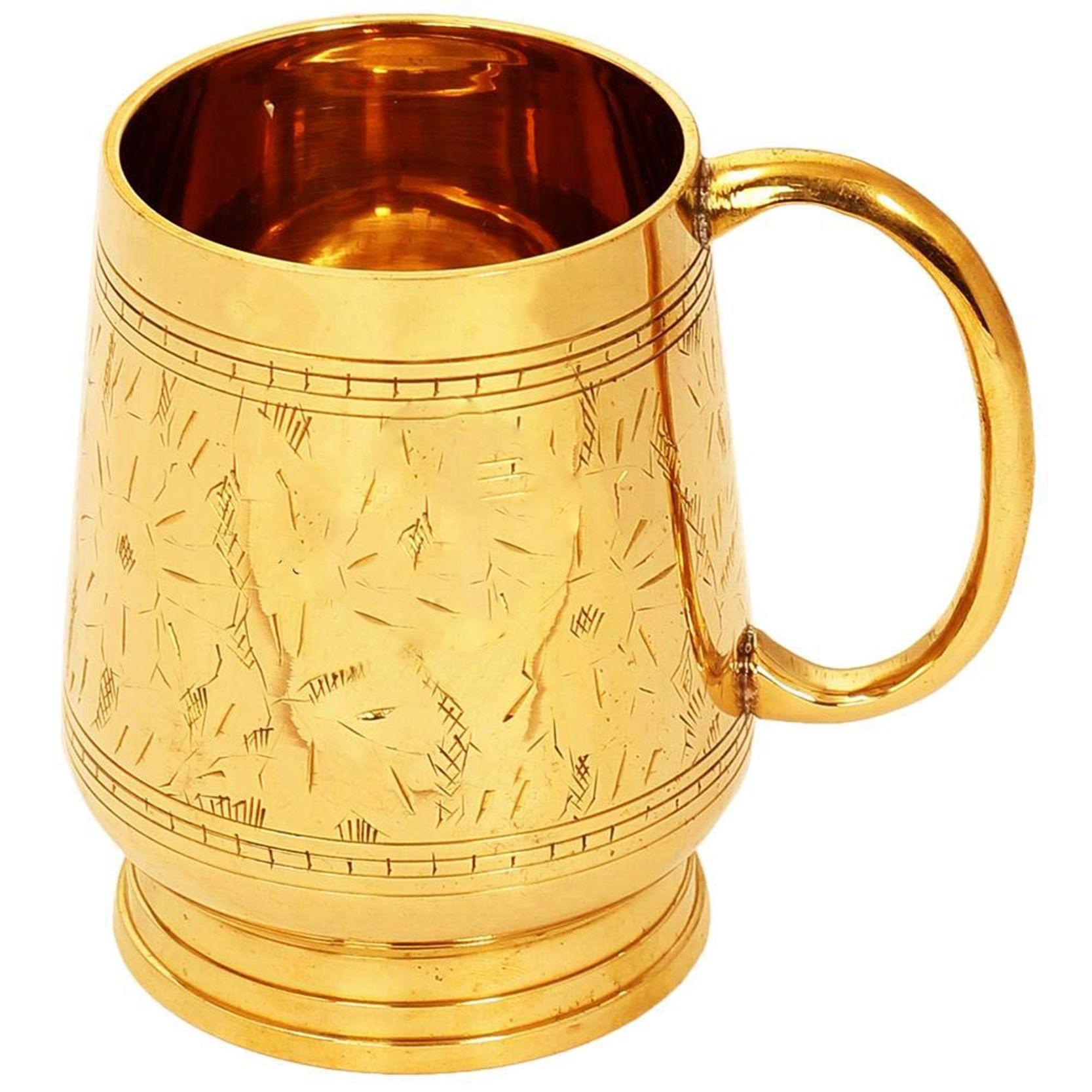 Brass Beer Mug Glass 400 ML Premium Handcrafted Vintage Drinking Mug